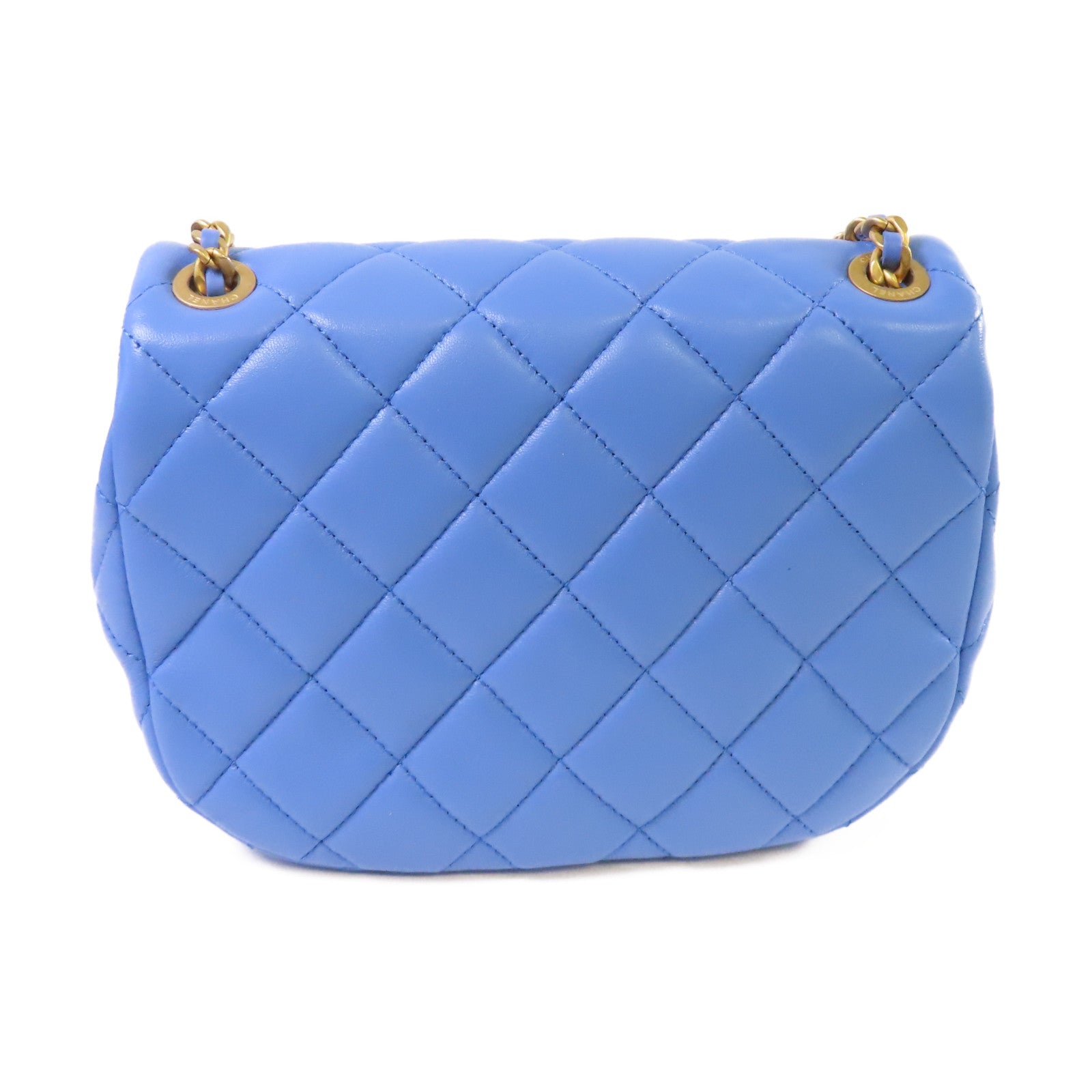 CHANEL 【激減優惠】菱格羊皮皮革Chain Shoulder Bag金扣鏈帶肩背袋藍色