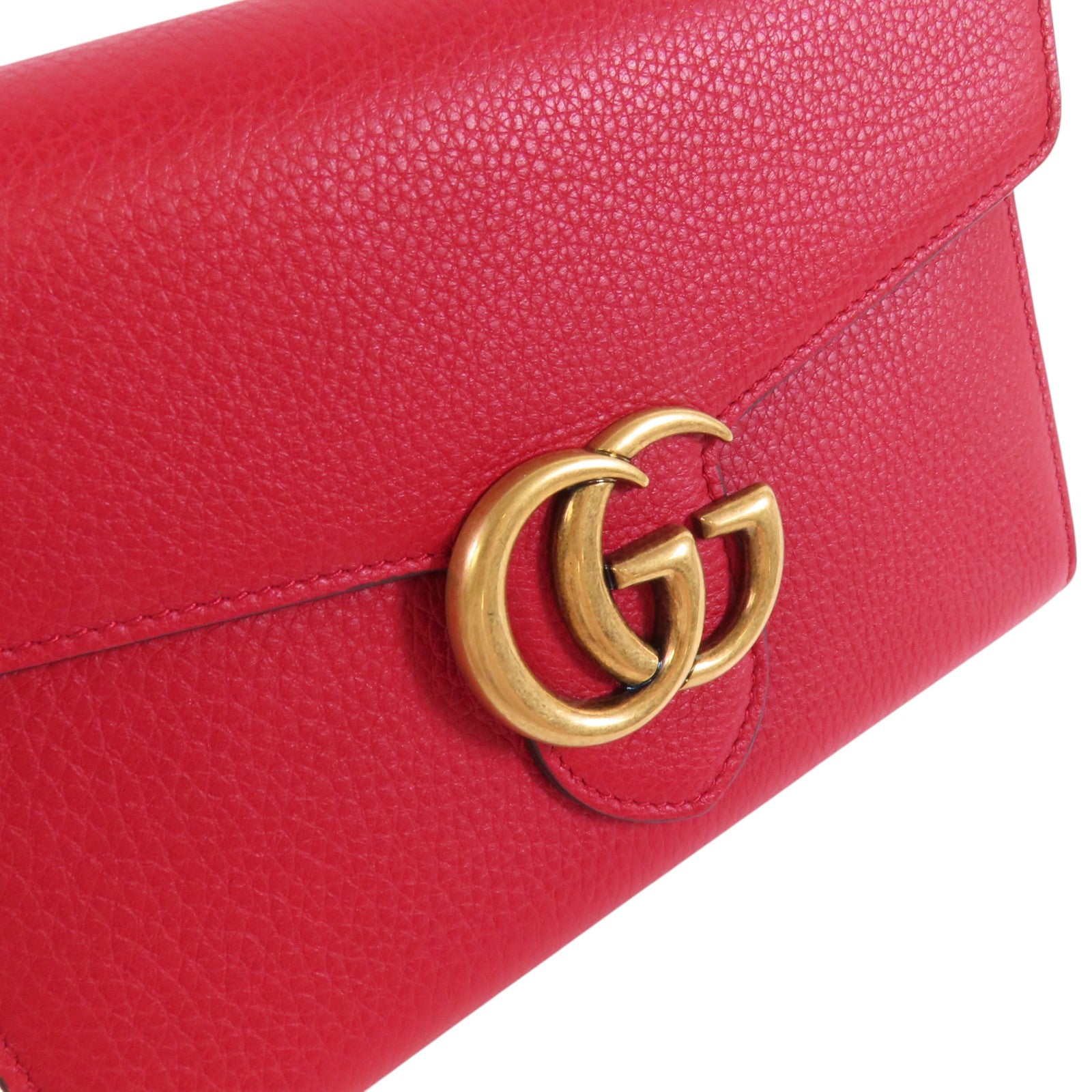 GUCCI 牛皮皮革GG Marmont Chain Wallet金扣鏈帶肩背袋