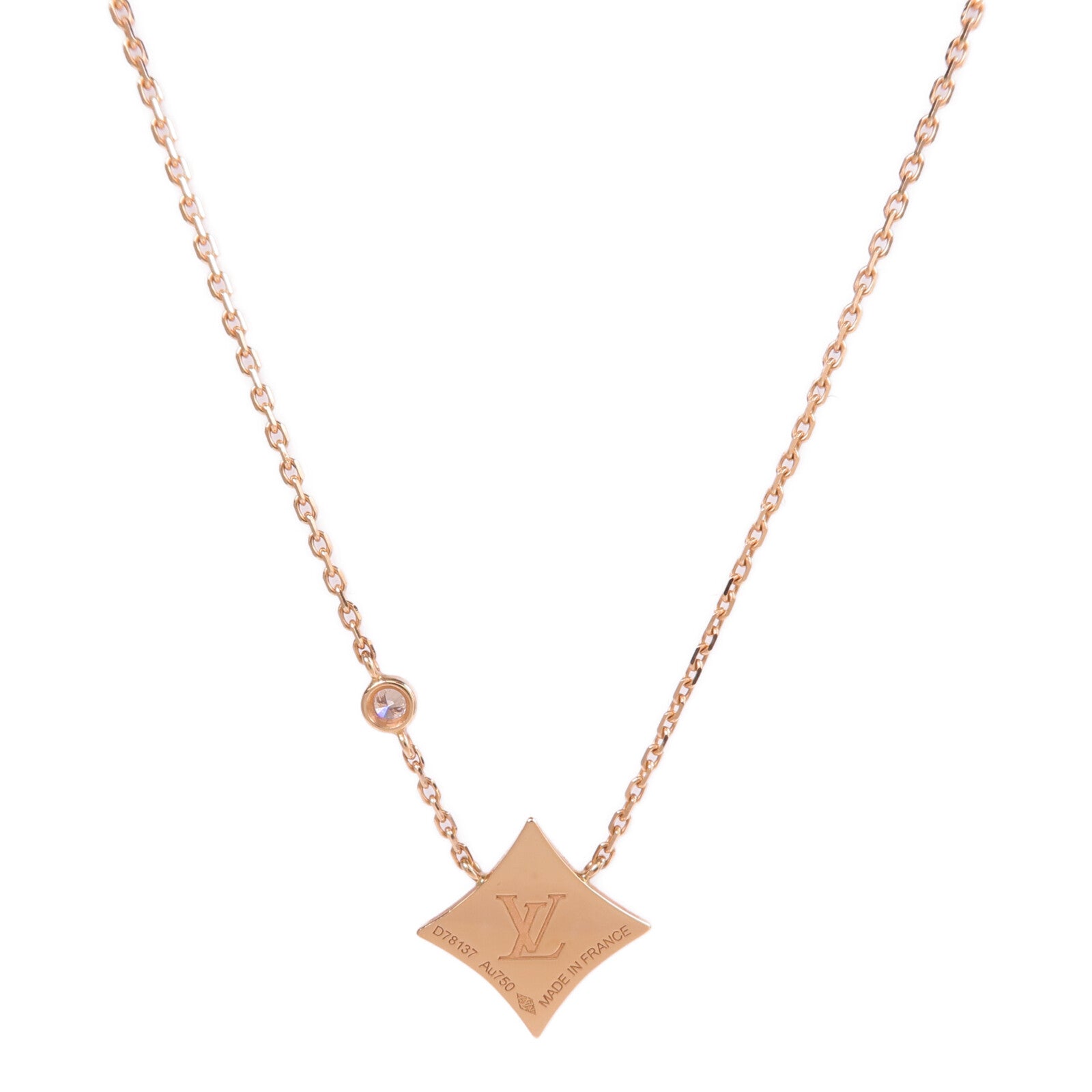 LOUIS VUITTON 18K玫瑰金Color Blossom BB Star Pendant鑽石/珍珠母貝項鍊