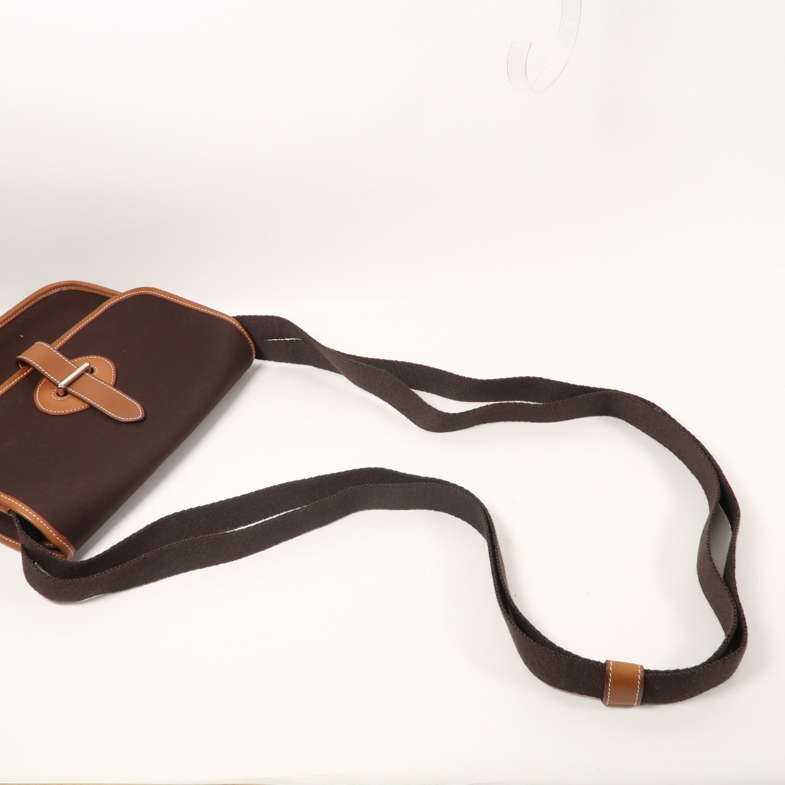 HERMES 【激減優惠】帆布Buenaventura Mini Shoulder Bag銀扣啡色