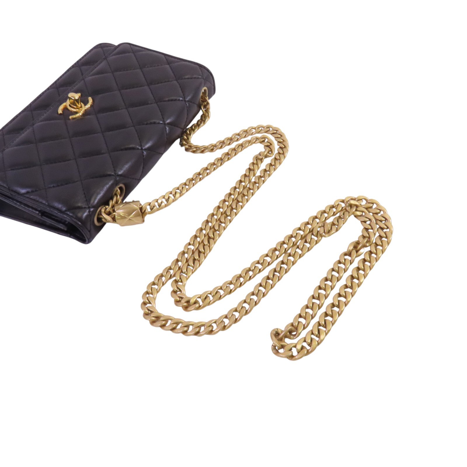 CHANEL 羊皮皮革WOC Gold Ball Adjustable金扣鏈帶錢包肩背袋