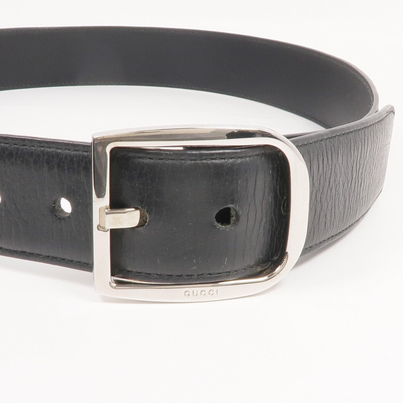 GUCCI 牛皮皮革Belt銀扣皮帶