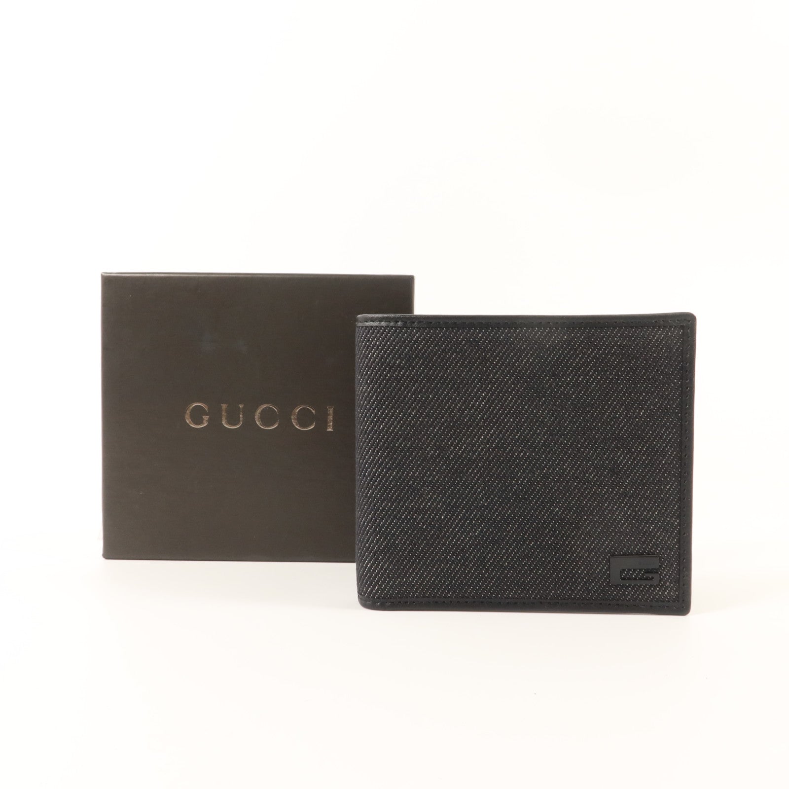 GUCCI 牛仔布料/牛皮皮革Bifold Wallet錢包