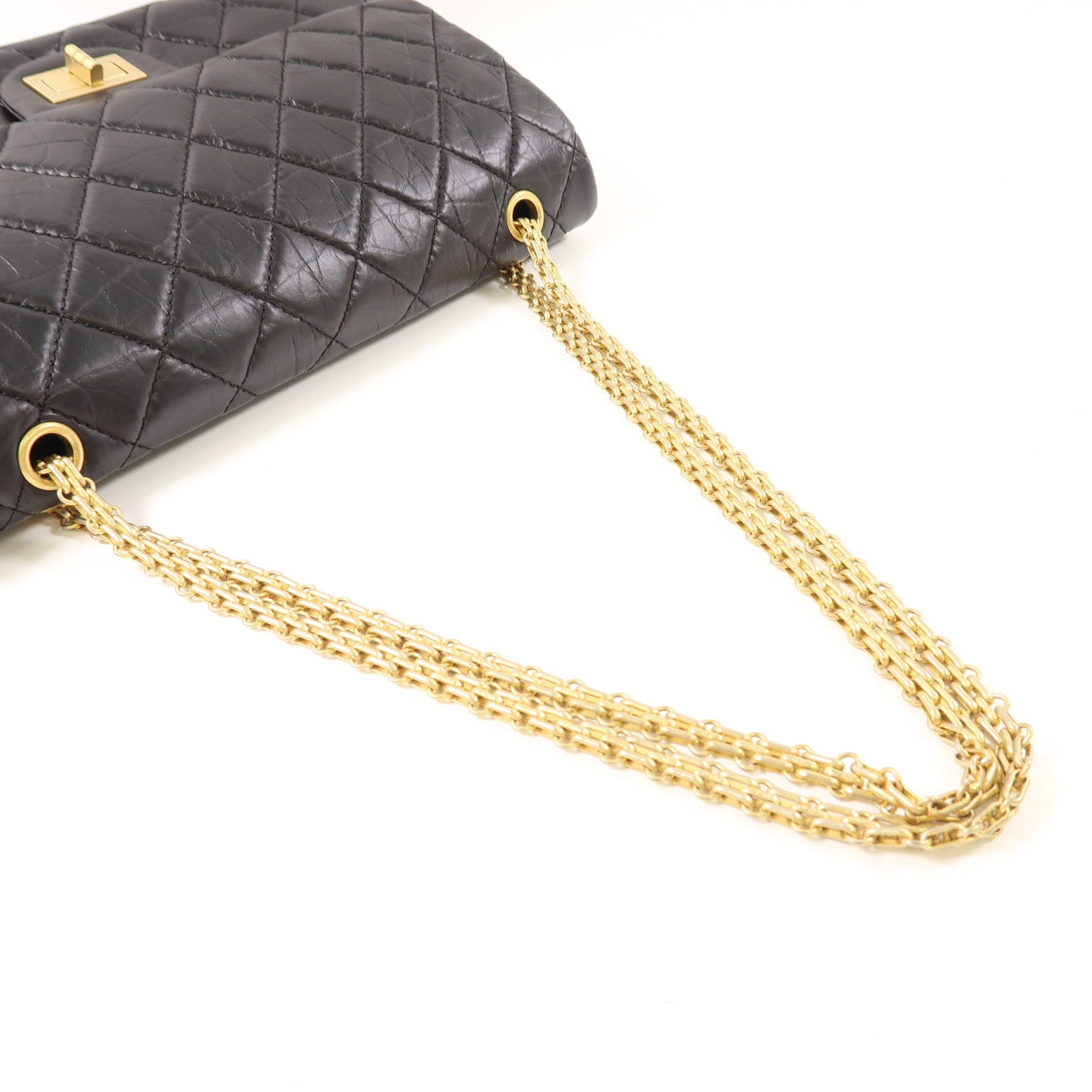 CHANEL 牛皮皮革2.55金扣鏈帶肩背袋