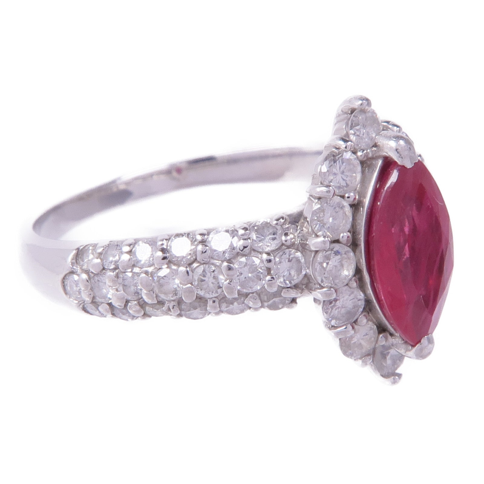 JEWELRY 【激減優惠】PT900鉑金Ruby Diamond Ring紅寶石/鑽石戒指US#9