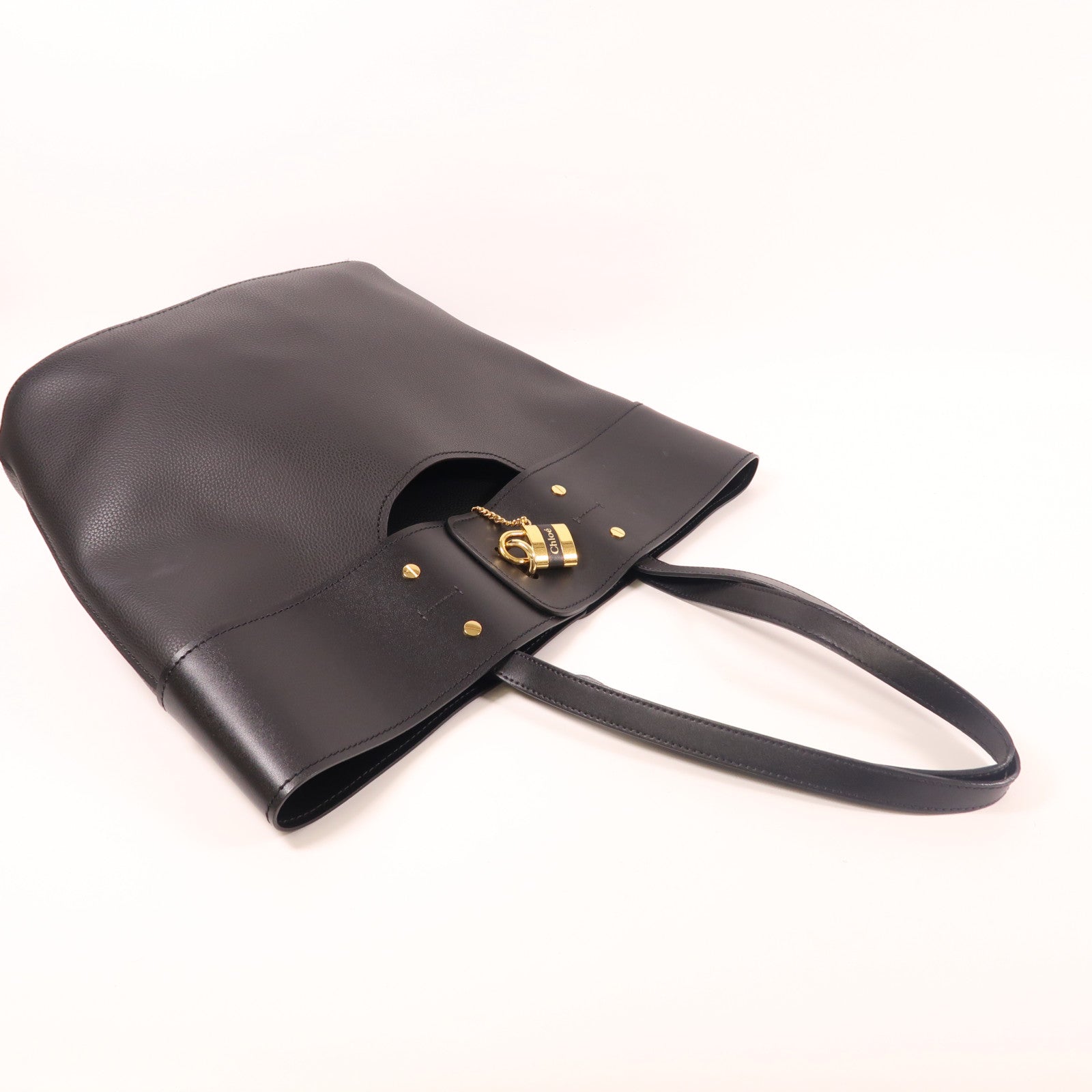 Chloe 牛皮皮革Aby Tote Bag金扣肩背袋