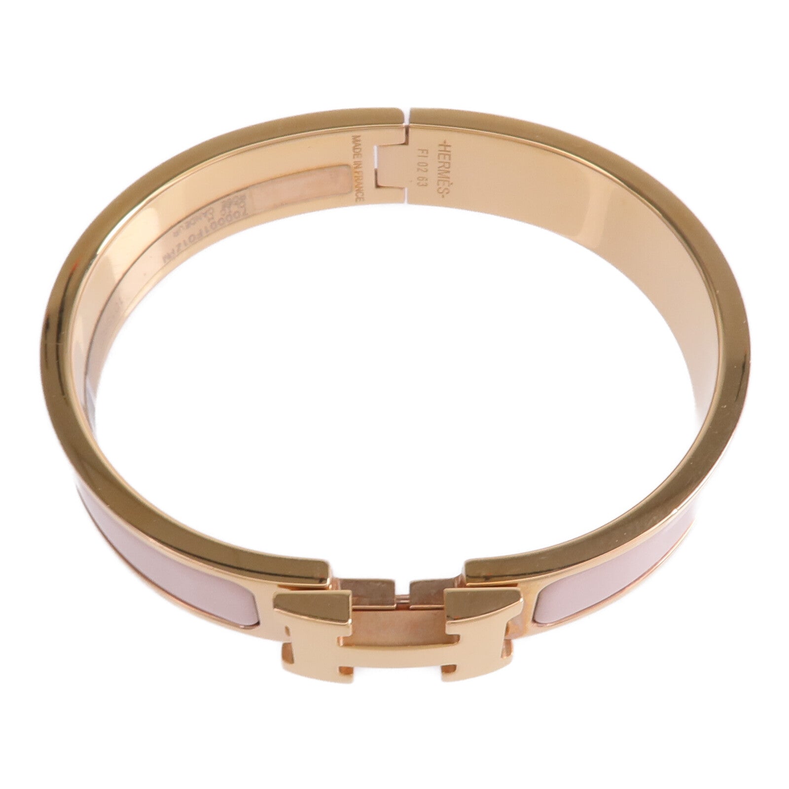 HERMES 金屬/琺瑯Clic H Bracelet手鐲Rose Candeur