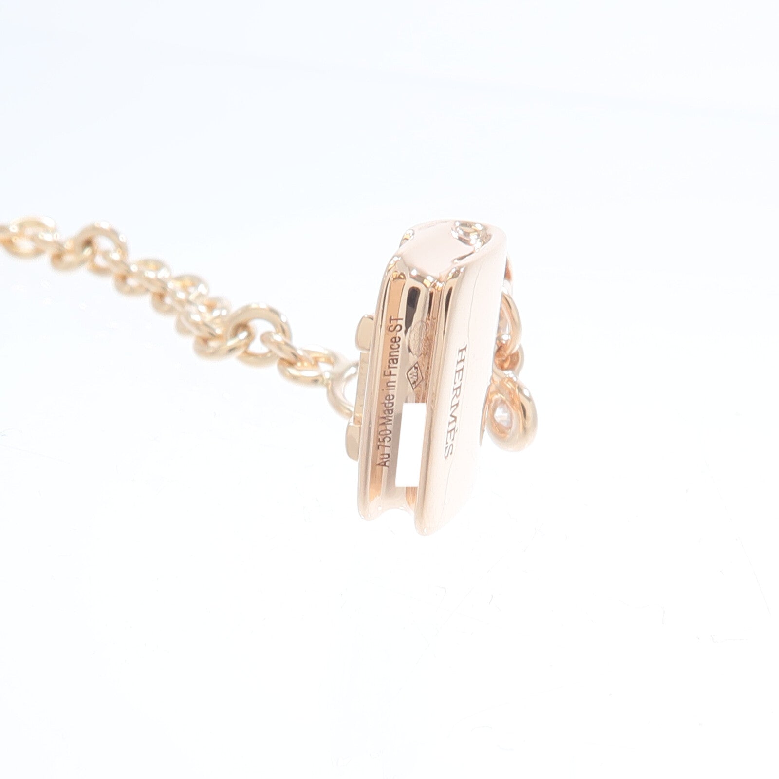 HERMES 18K玫瑰金Amulettes Constance Bracelet鑽石手鏈