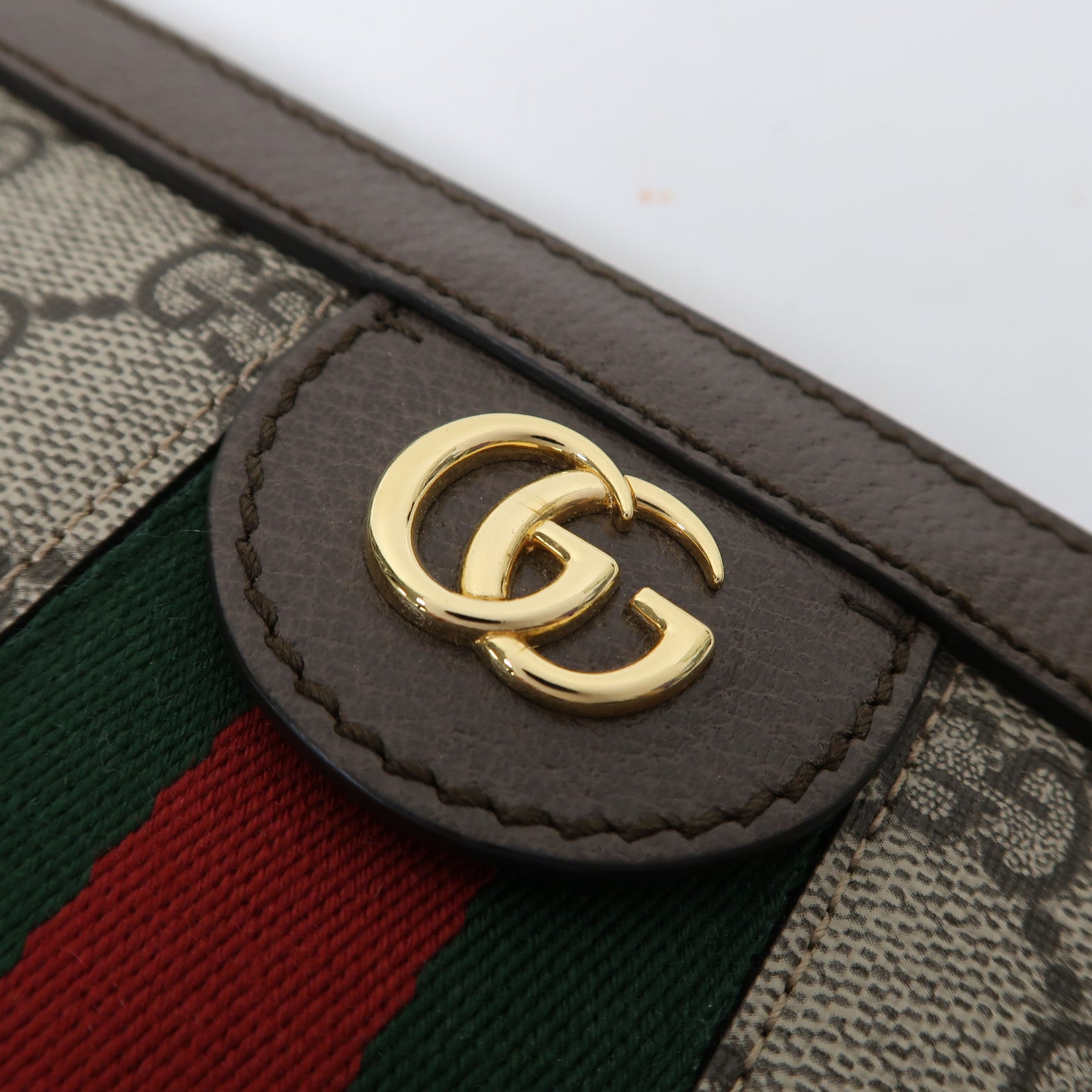GUCCI 【激減優惠】塗層帆布Ophidia GG金扣鏈帶肩背袋啡色