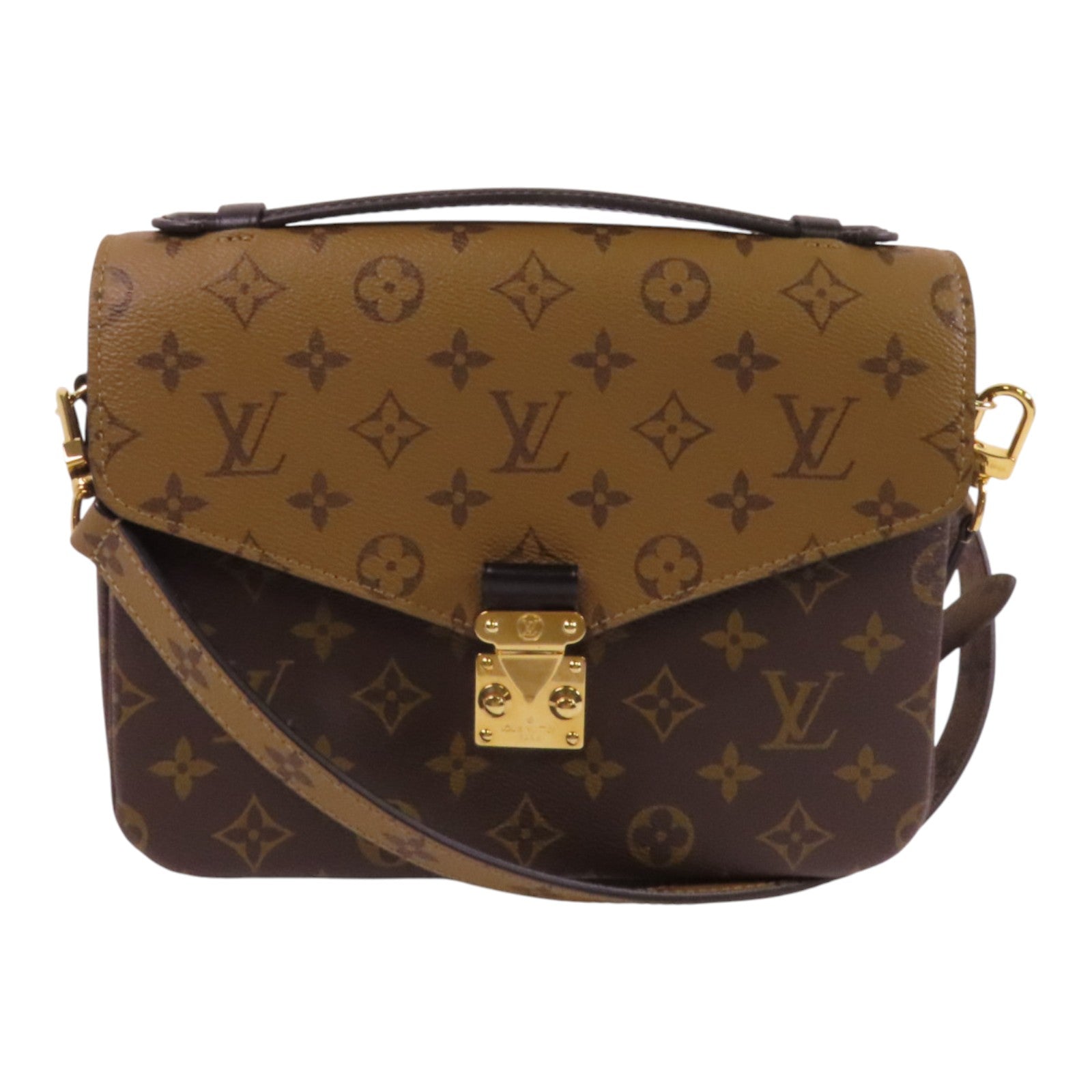 LOUIS VUITTON Monogram Reverse Pochette Metis金扣手挽肩背兩用袋