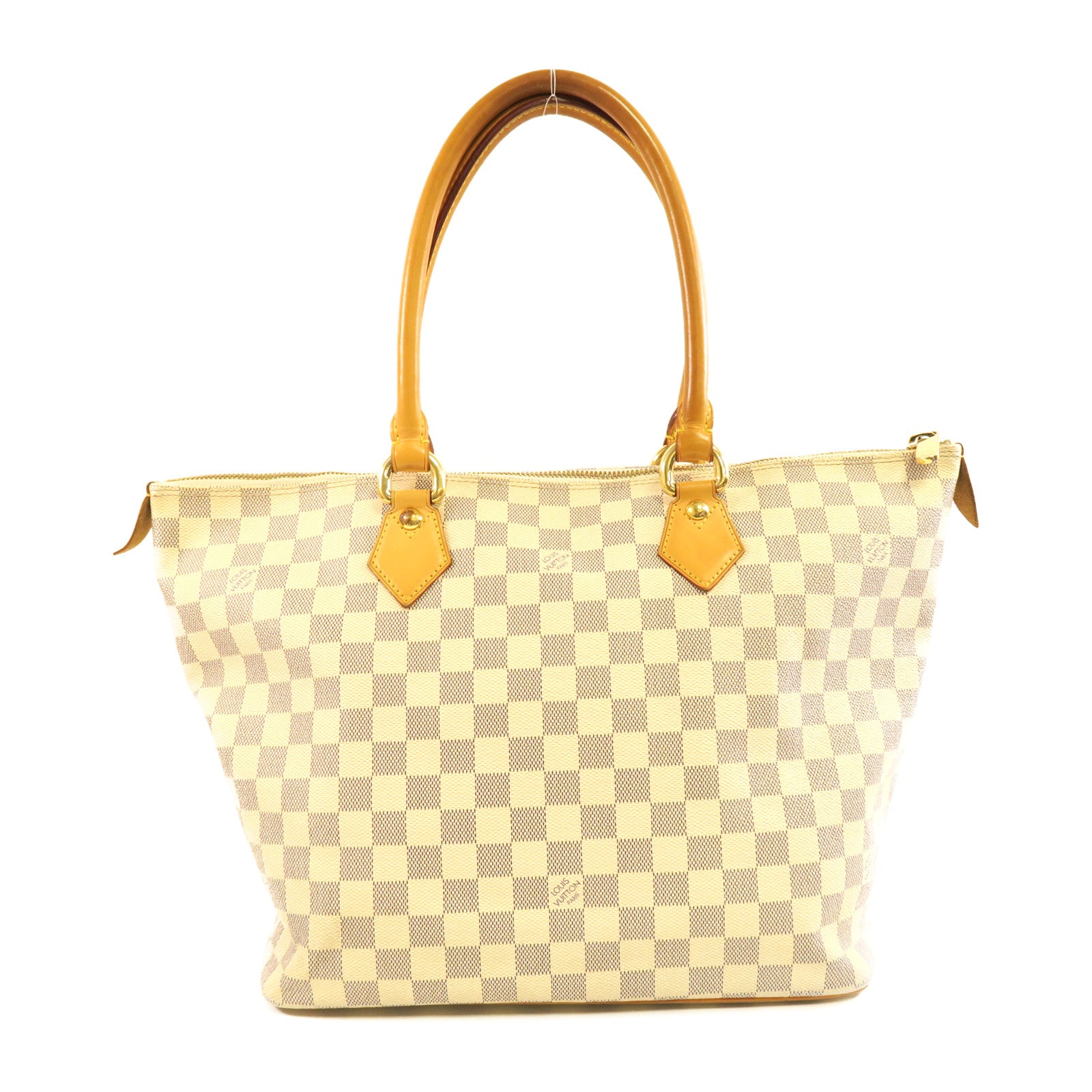 LOUIS VUITTON 【激減優惠】Damier Azur Saleya金扣肩背袋白色