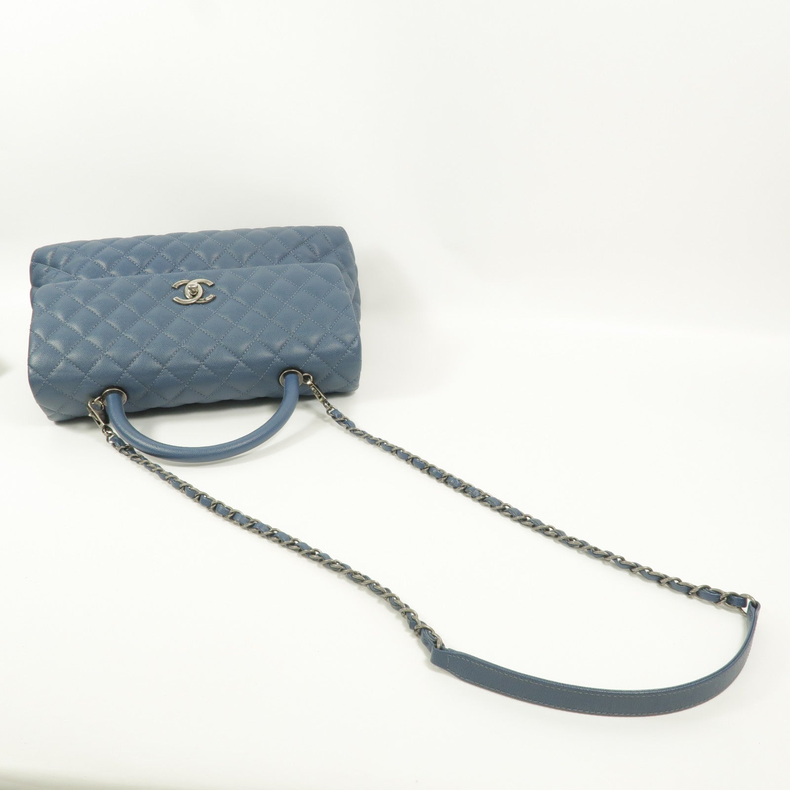 CHANEL 牛皮皮革Coco Handle Large鏈帶手挽肩背兩用袋