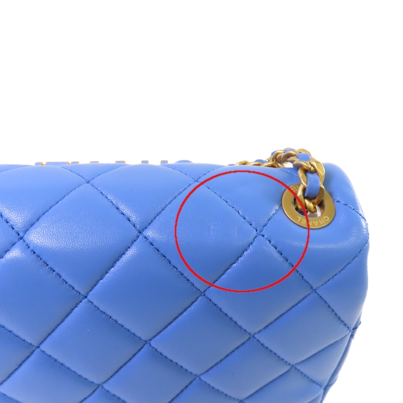 CHANEL 【激減優惠】菱格羊皮皮革Chain Shoulder Bag金扣鏈帶肩背袋藍色