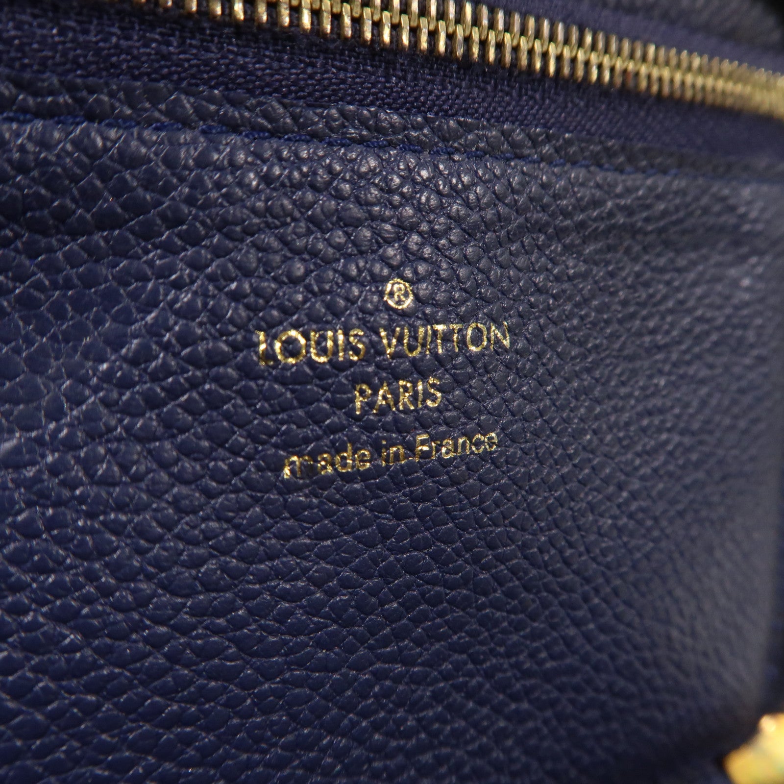 LOUIS VUITTON Monogram Empreinte Secret Compact Wallet金扣拉鍊錢包深藍色