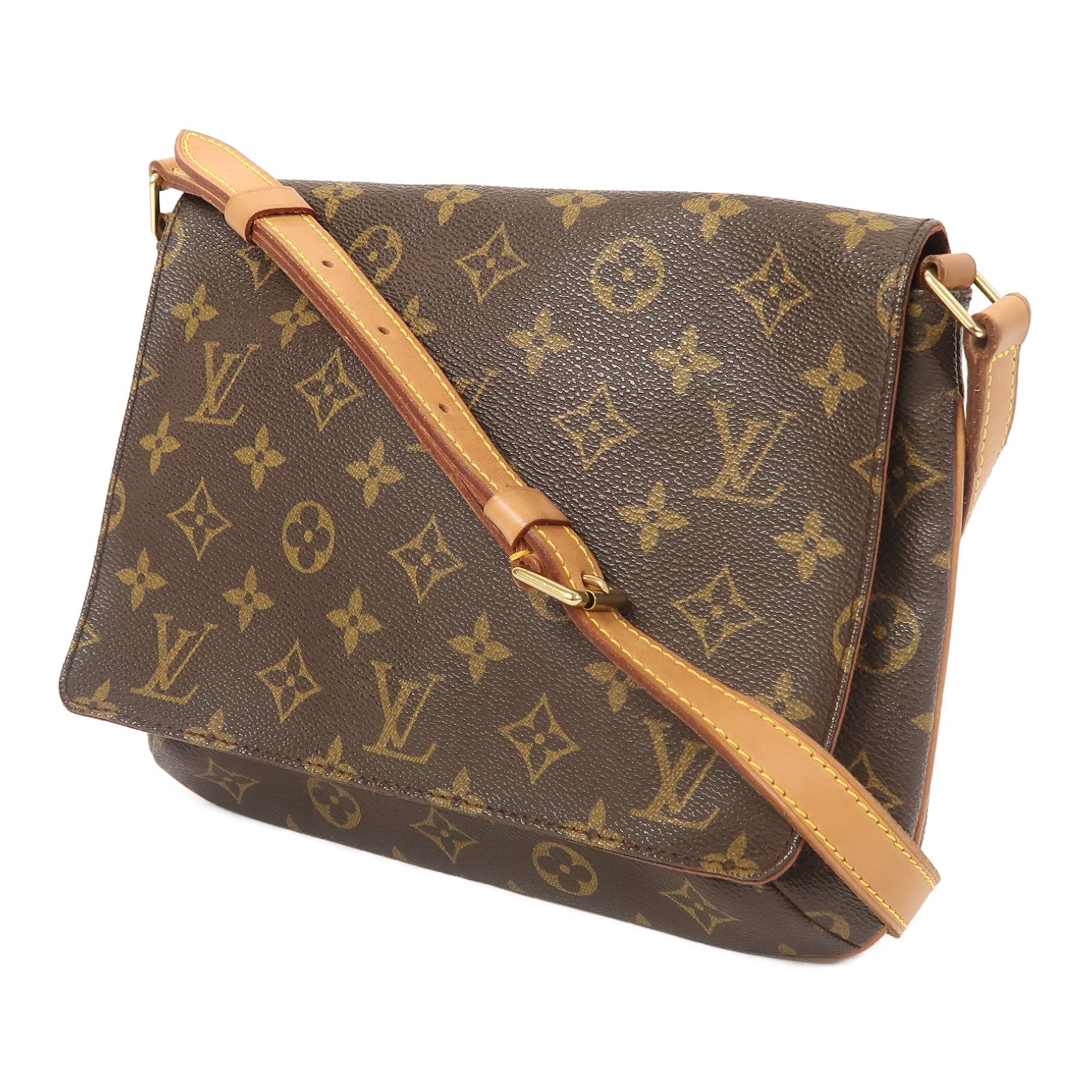 LOUIS VUITTON Monogram Musette Tango金扣肩背袋啡色