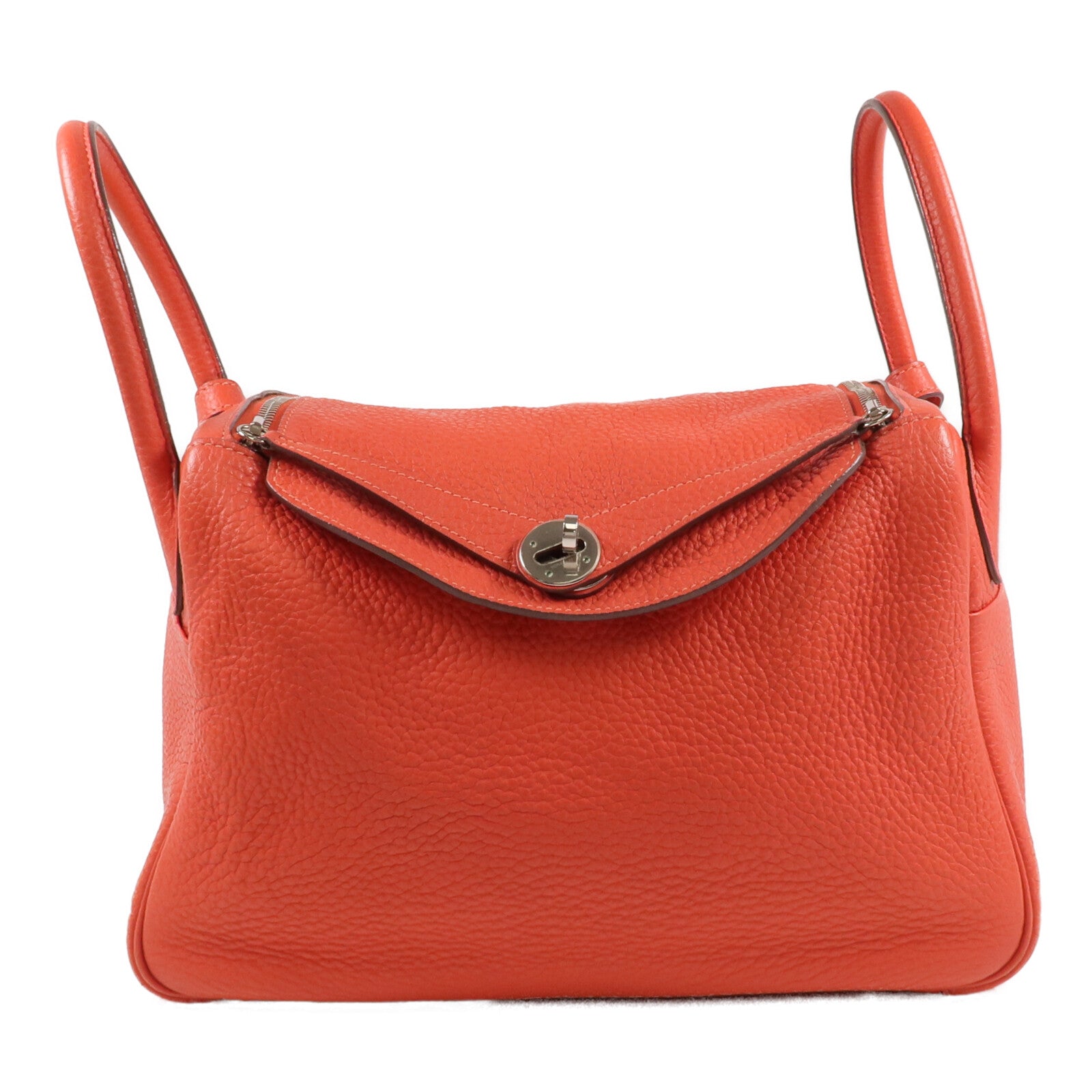 HERMES 【激減優惠】Clemence皮革Lindy 30銀扣手挽肩背兩用袋Rose Jaipur