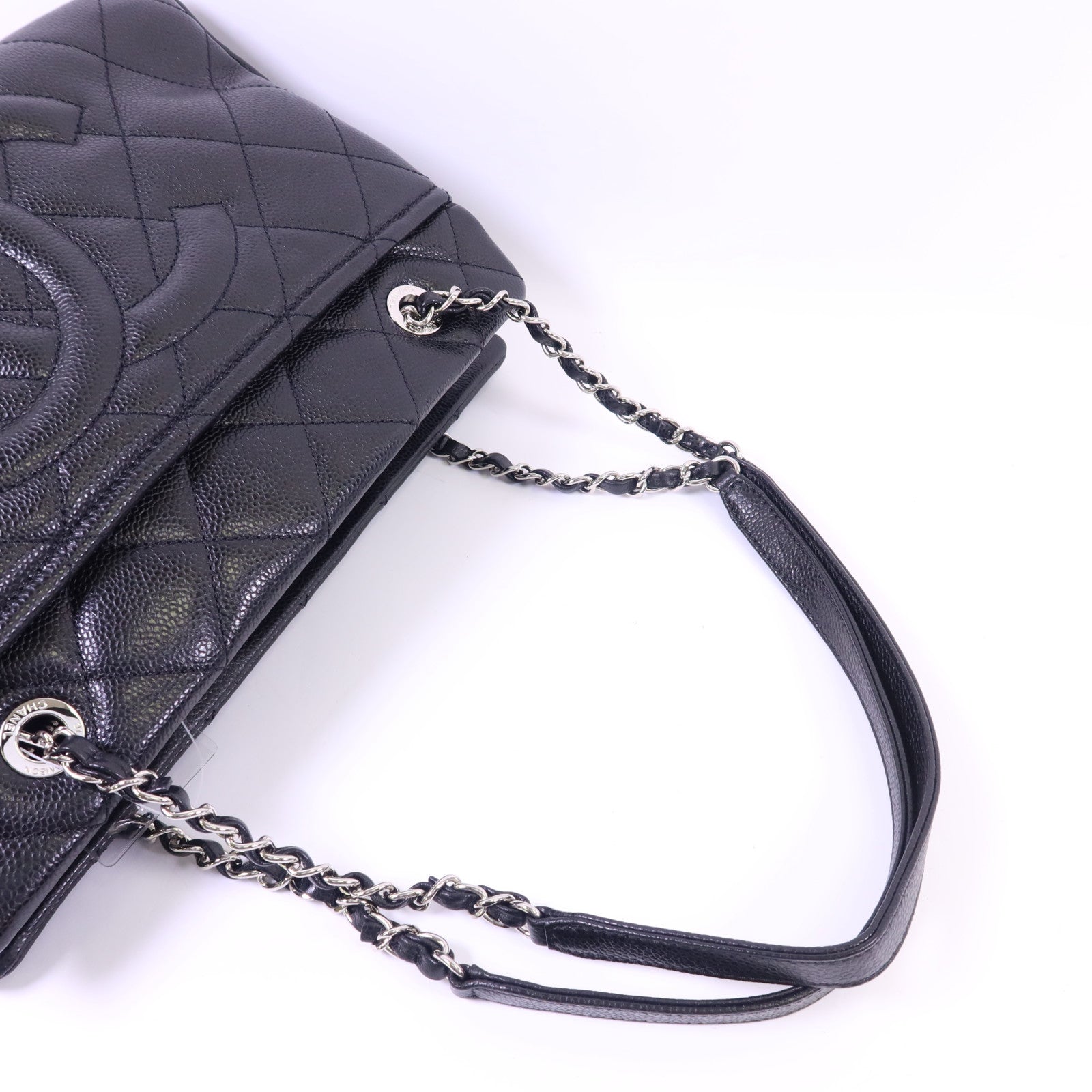 CHANEL 牛皮皮革Shoulder Bag銀扣鏈帶肩背袋