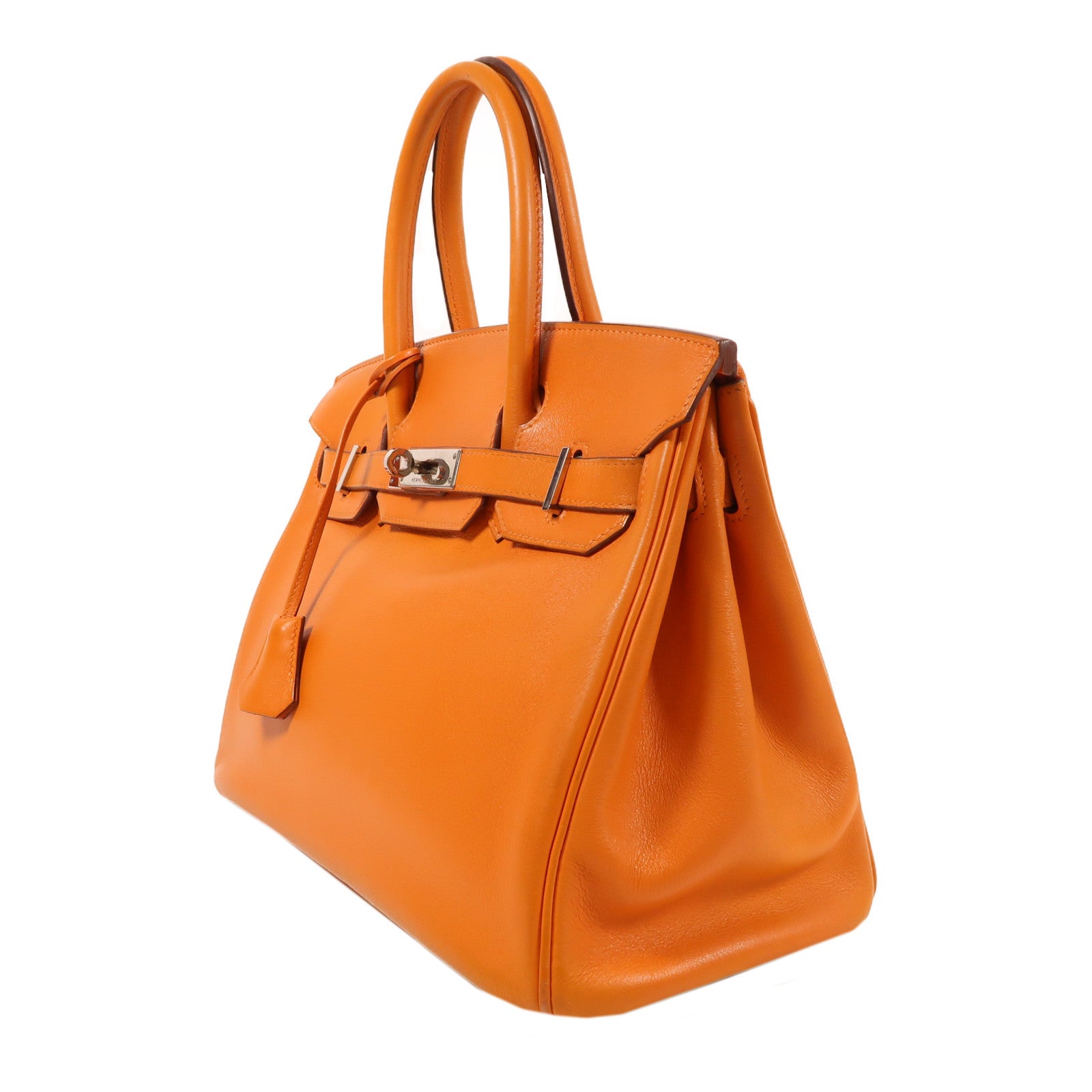 HERMES Swift皮革Birkin 30銀扣手挽袋橙色