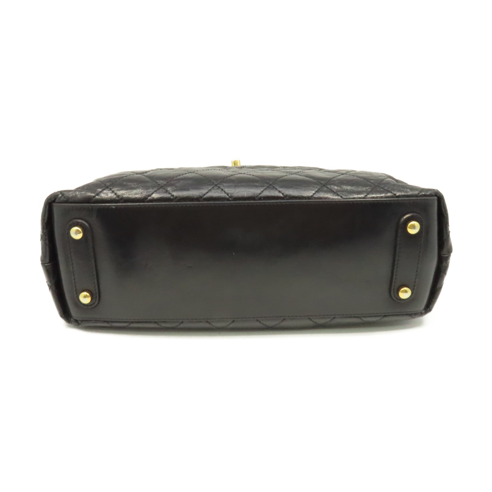 CHANEL 【激減優惠】菱格牛皮皮革/魔鬼魚皮革Chain 2Way Shoulder Bag金扣鏈帶手挽肩背兩用袋黑色