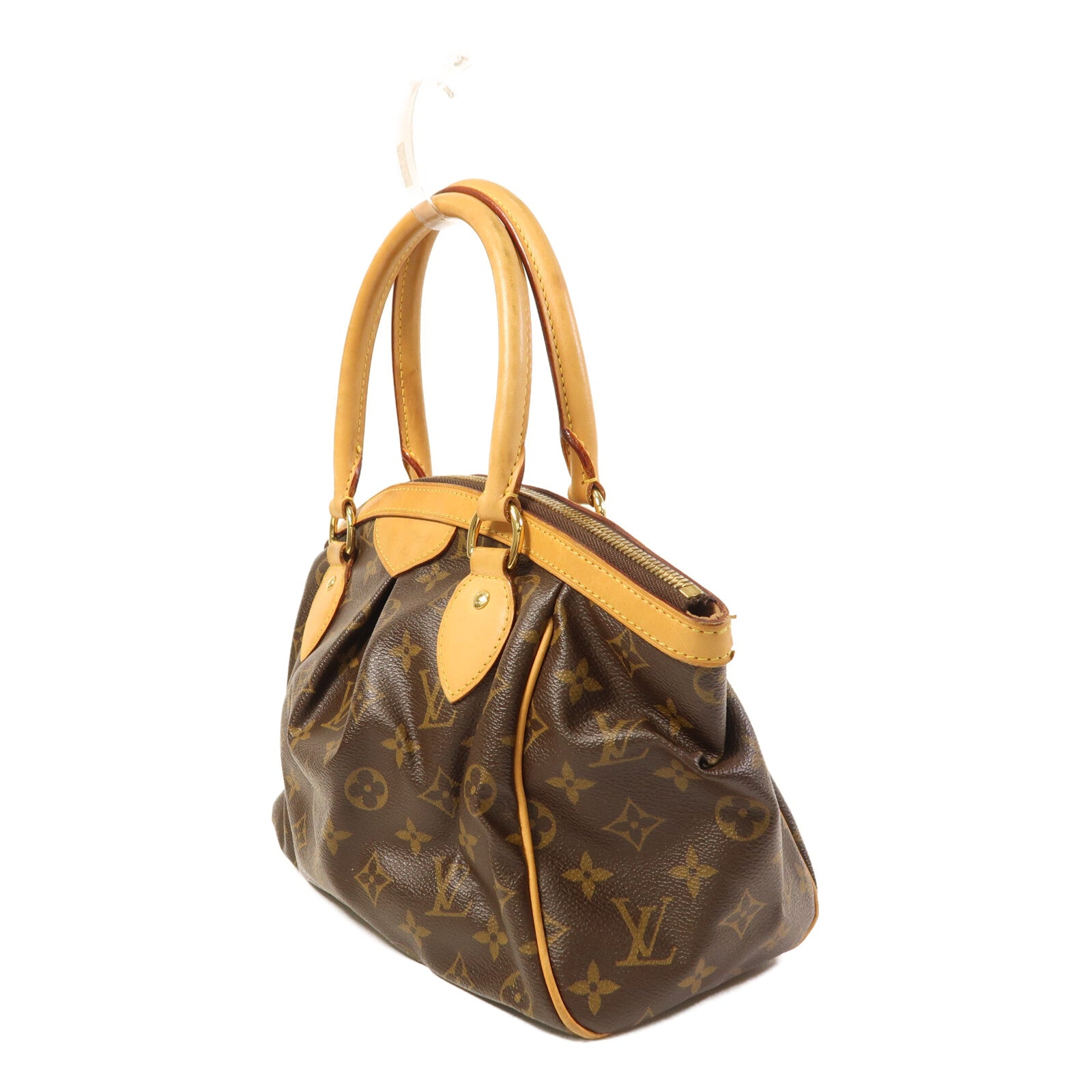 LOUIS VUITTON Monogram Tivoli PM金扣手挽袋棕色
