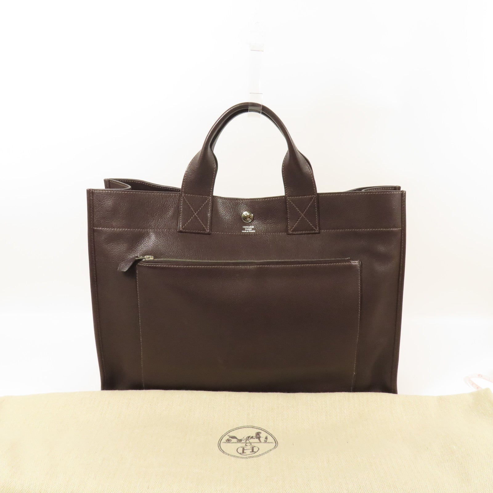 HERMES Sac Berlin 40 Tote Bag Evergrain Leather Chocolate