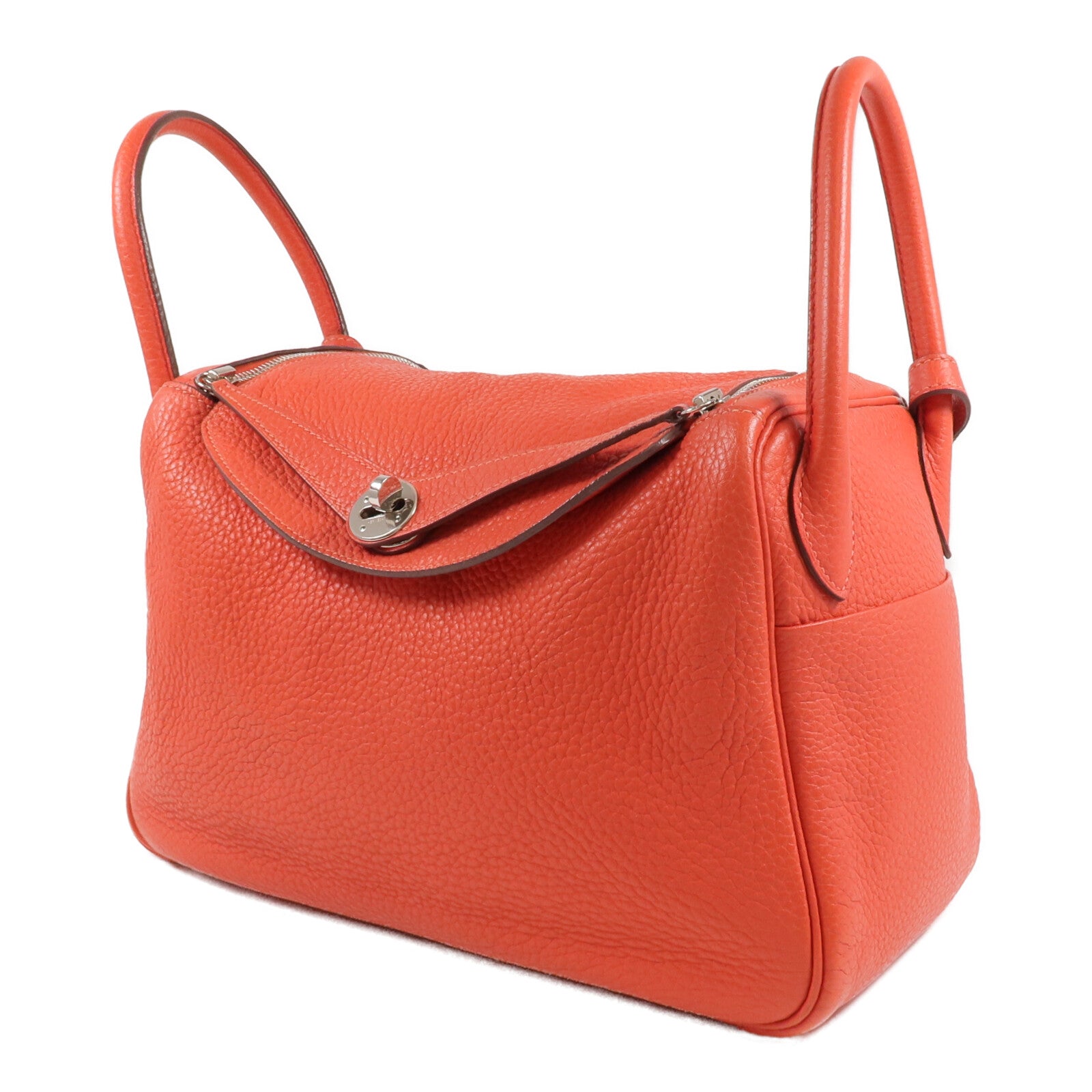 HERMES Clemence皮革Lindy 30銀扣手挽肩背兩用袋Rose Jaipur