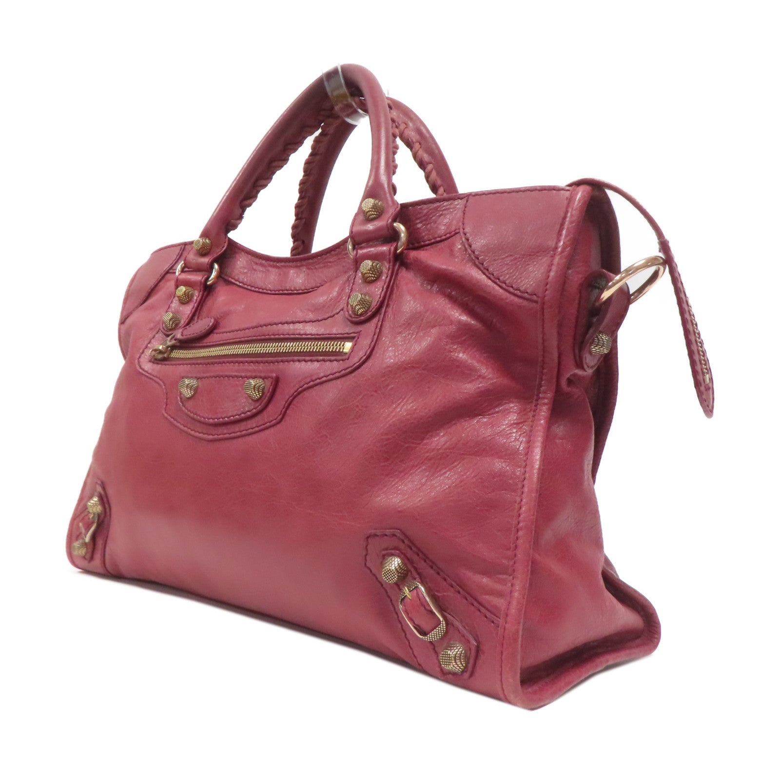 BALENCIAGA 【激減優惠】牛皮皮革Giant City金扣手挽肩背兩用袋紅色