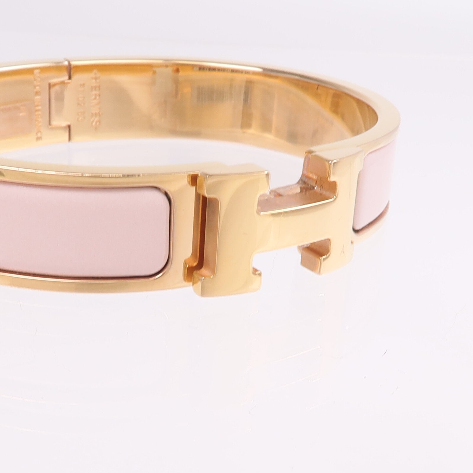 HERMES 金屬/琺瑯Clic H Bracelet手鐲Rose Candeur