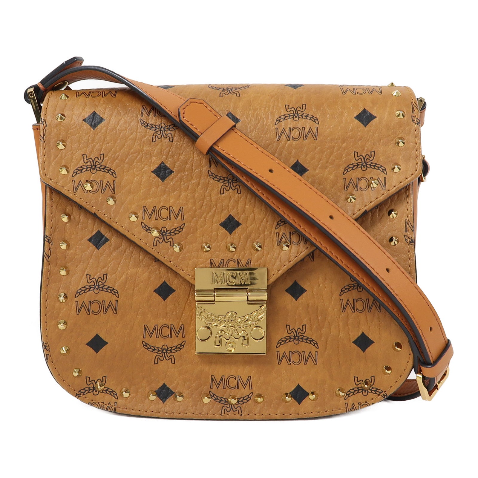 MCM 皮革Shoulder Bag金扣肩背袋啡色