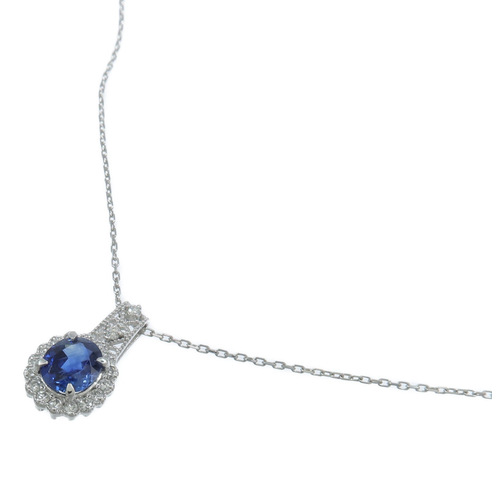 JEWELRY PT900/PT850鉑金Sapphire Diamond Necklace藍寶石/鑽石項鍊