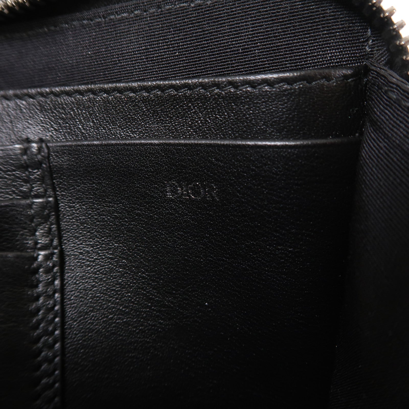 Dior 帆布Zipped Pouch with Strap銀扣肩背袋黑色