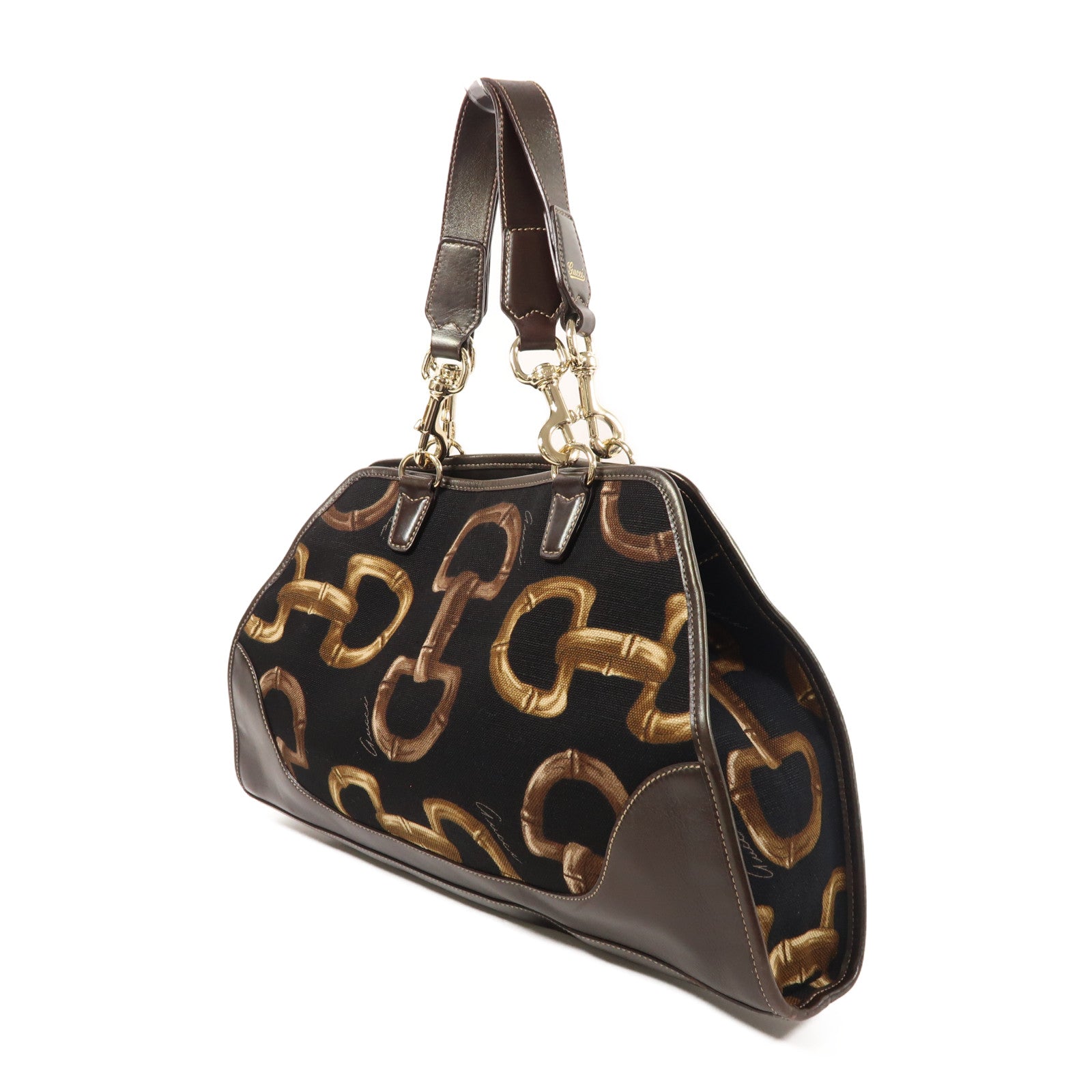 GUCCI GG GHW Tote Bag 154399 Canvas Brown/Black