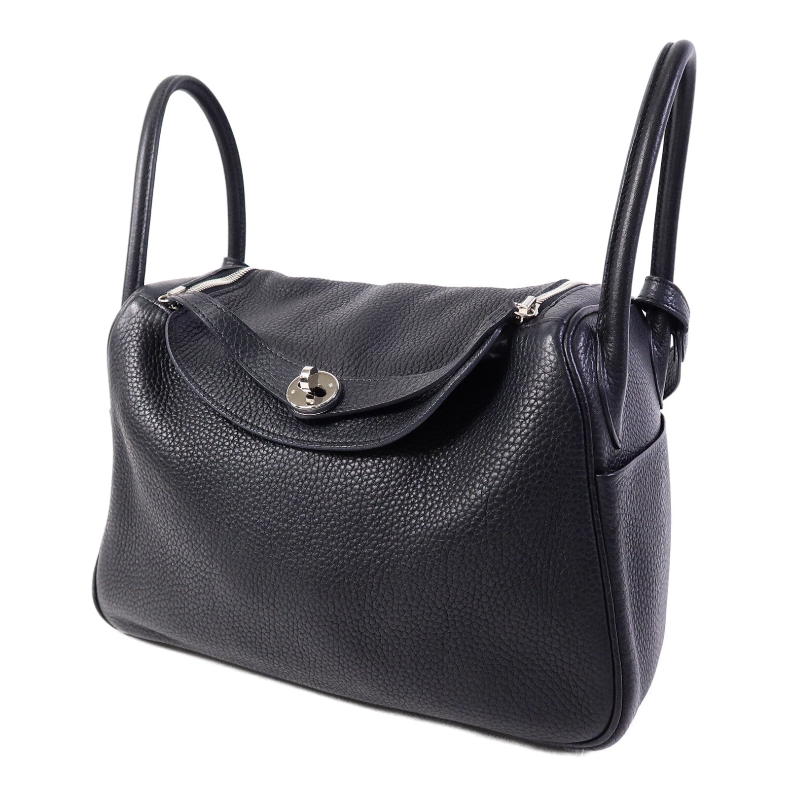 HERMES Clemence皮革Lindy 30手挽肩背兩用袋Noir