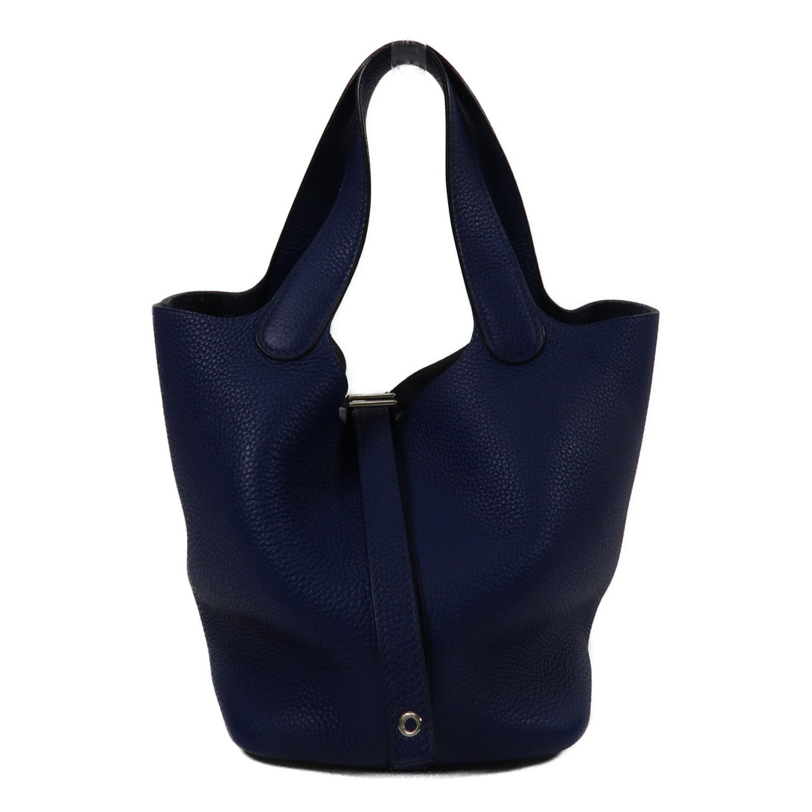 HERMES Clemence皮革Picotin PM手挽袋Blue Saphir