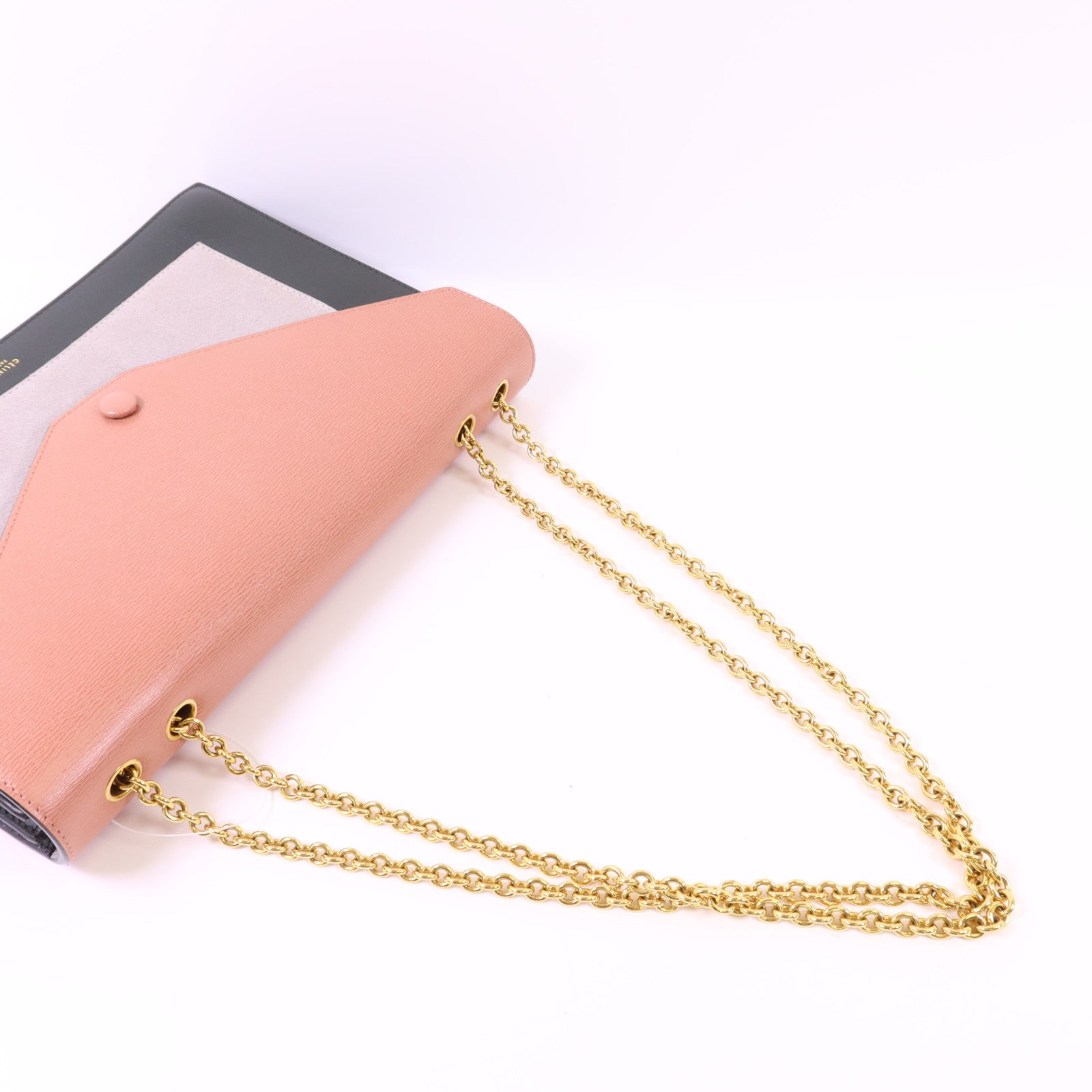 CELINE 牛皮皮革Envelope Shoulder Bag金扣鏈帶肩背袋