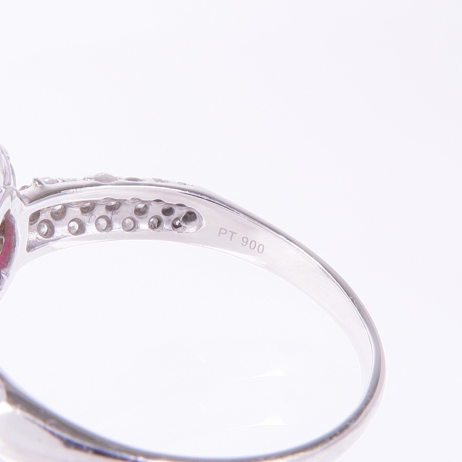 JEWELRY 【激減優惠】PT900鉑金Ruby Diamond Ring紅寶石/鑽石戒指US#9