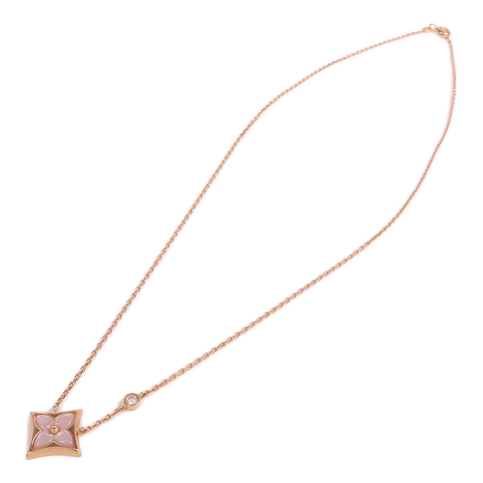 LOUIS VUITTON 18K玫瑰金Color Blossom BB Star Pendant鑽石/珍珠母貝項鍊