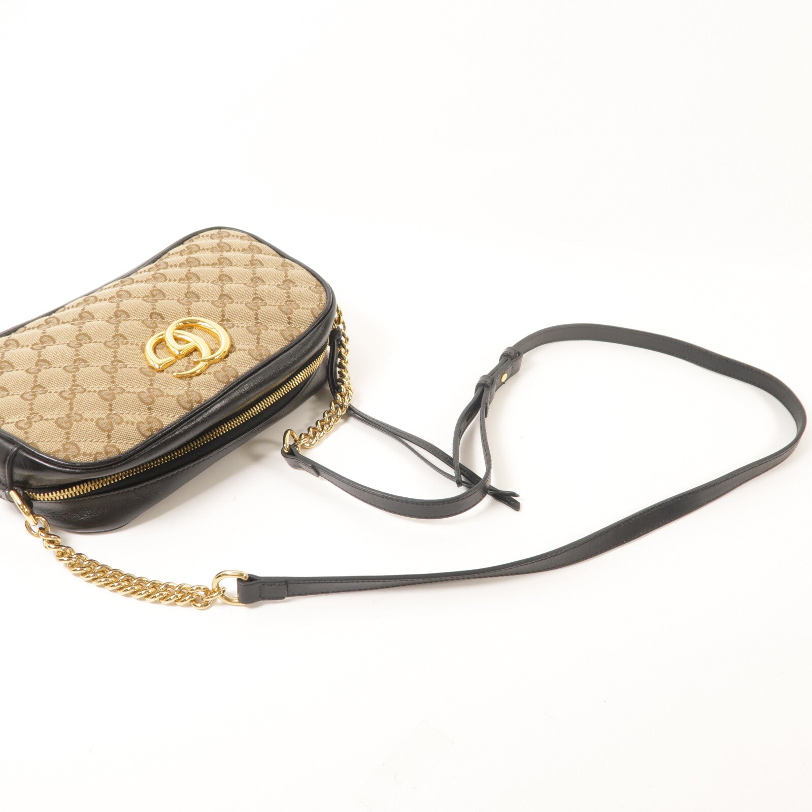GUCCI GG帆布GG Marmont鏈帶肩背袋