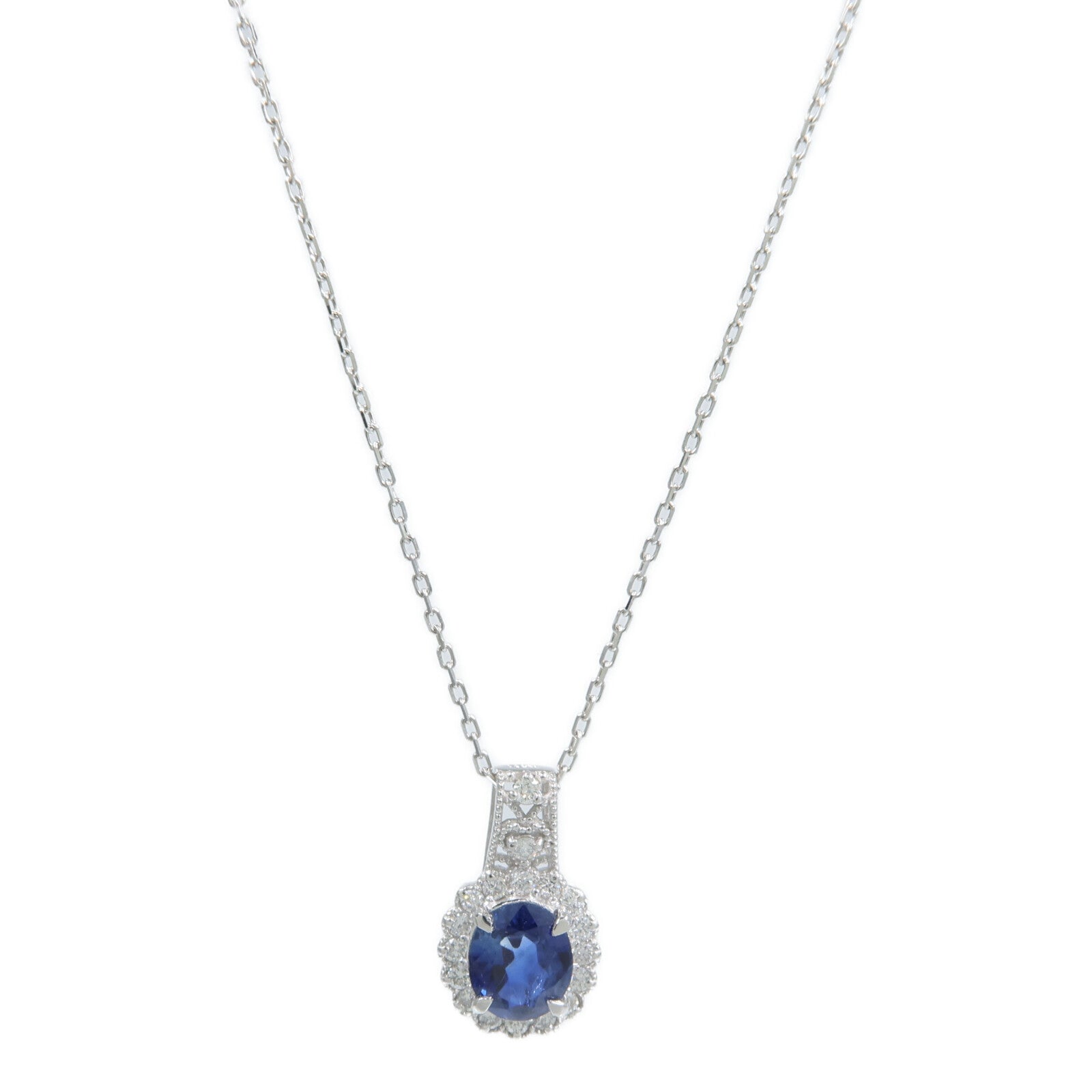 JEWELRY PT900/PT850鉑金Sapphire Diamond Necklace藍寶石/鑽石項鍊