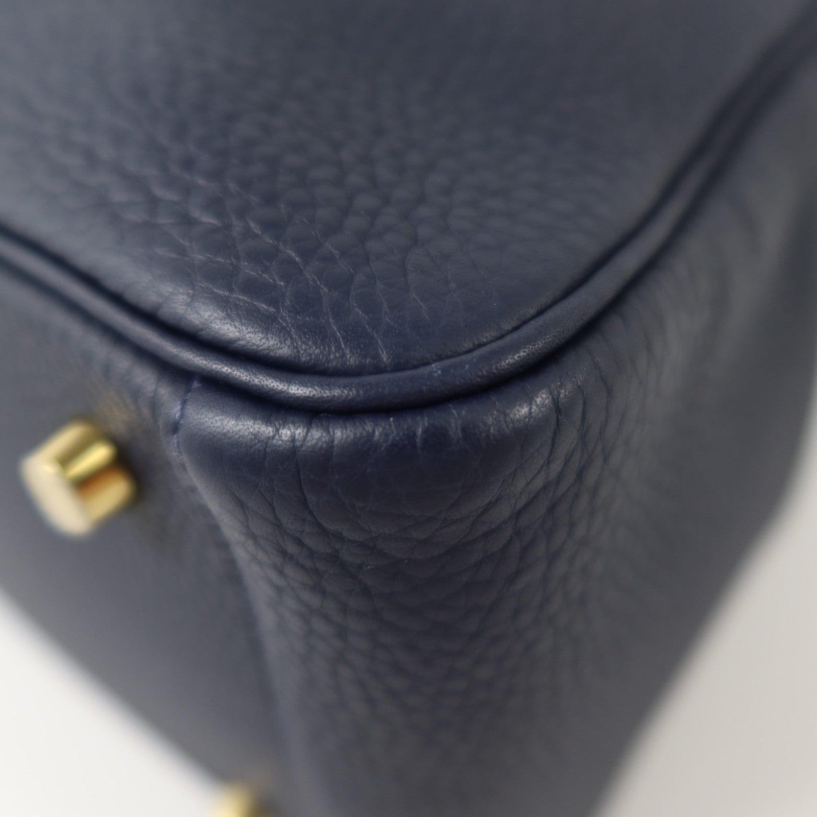 HERMES Clemence皮革/Crocodile皮革Lindy 26 Touch金扣手挽肩背兩用袋Bleu Nuit