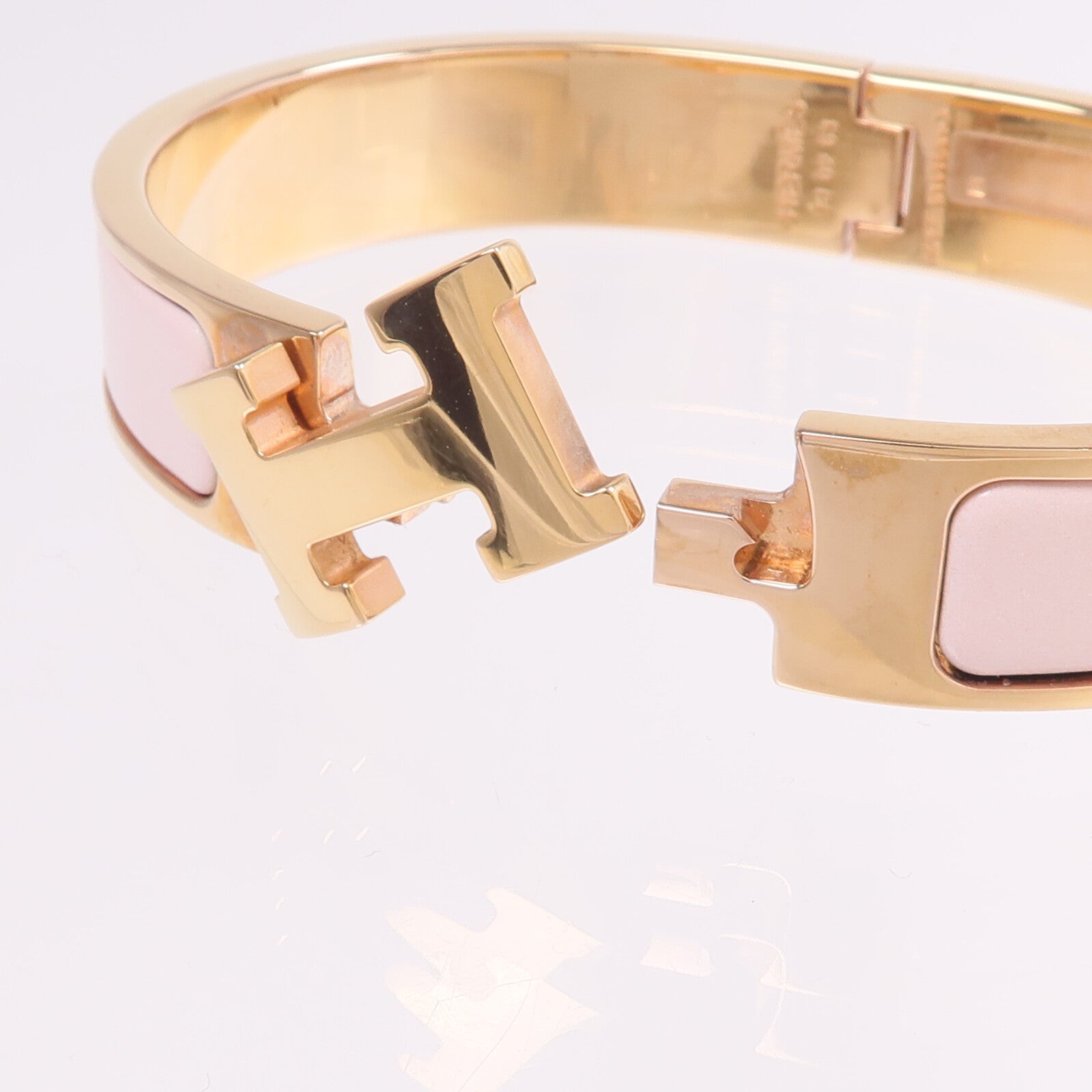 HERMES 金屬/琺瑯Clic H Bracelet手鐲Rose Candeur