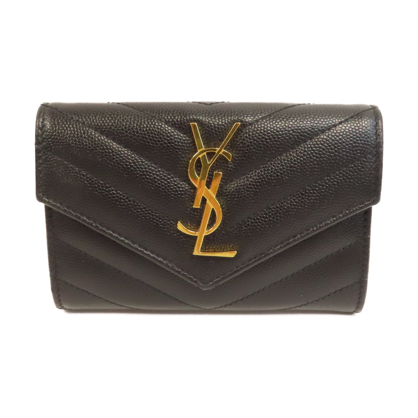 SAINT LAURENT 牛皮皮革Card Case金扣卡片套黑色
