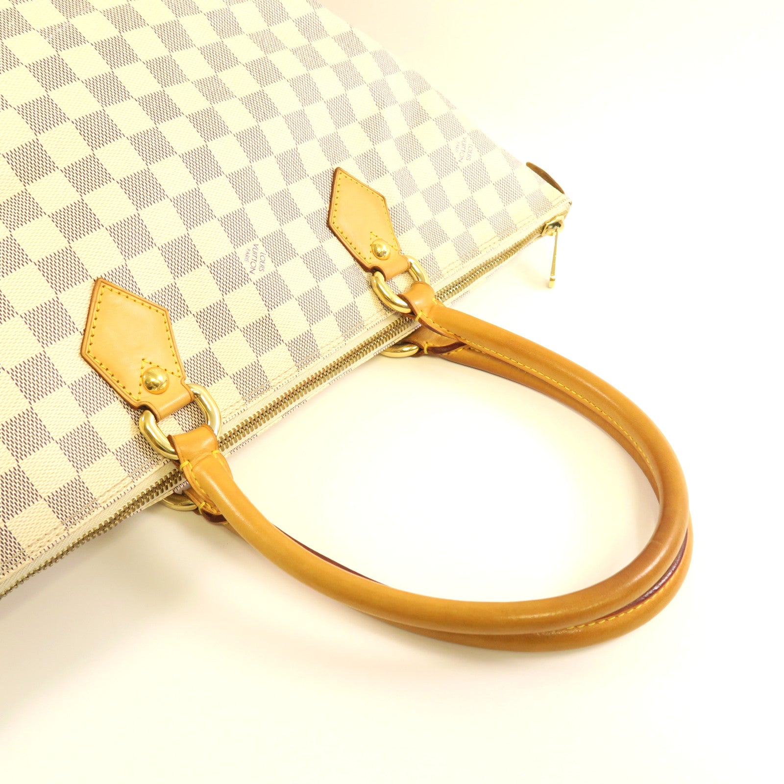 LOUIS VUITTON 【激減優惠】Damier Azur Saleya金扣肩背袋白色