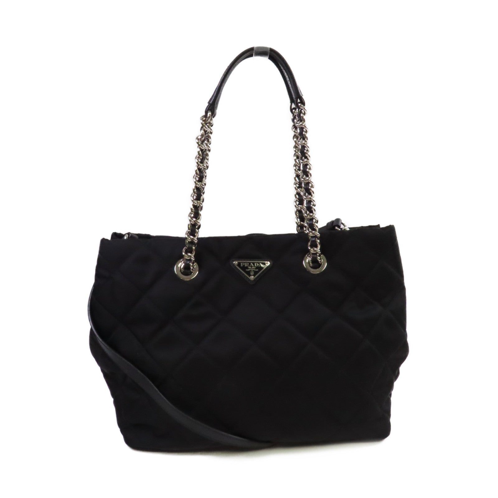 PRADA 尼龍2Way Shoulder Bag銀扣手挽肩背兩用袋黑色