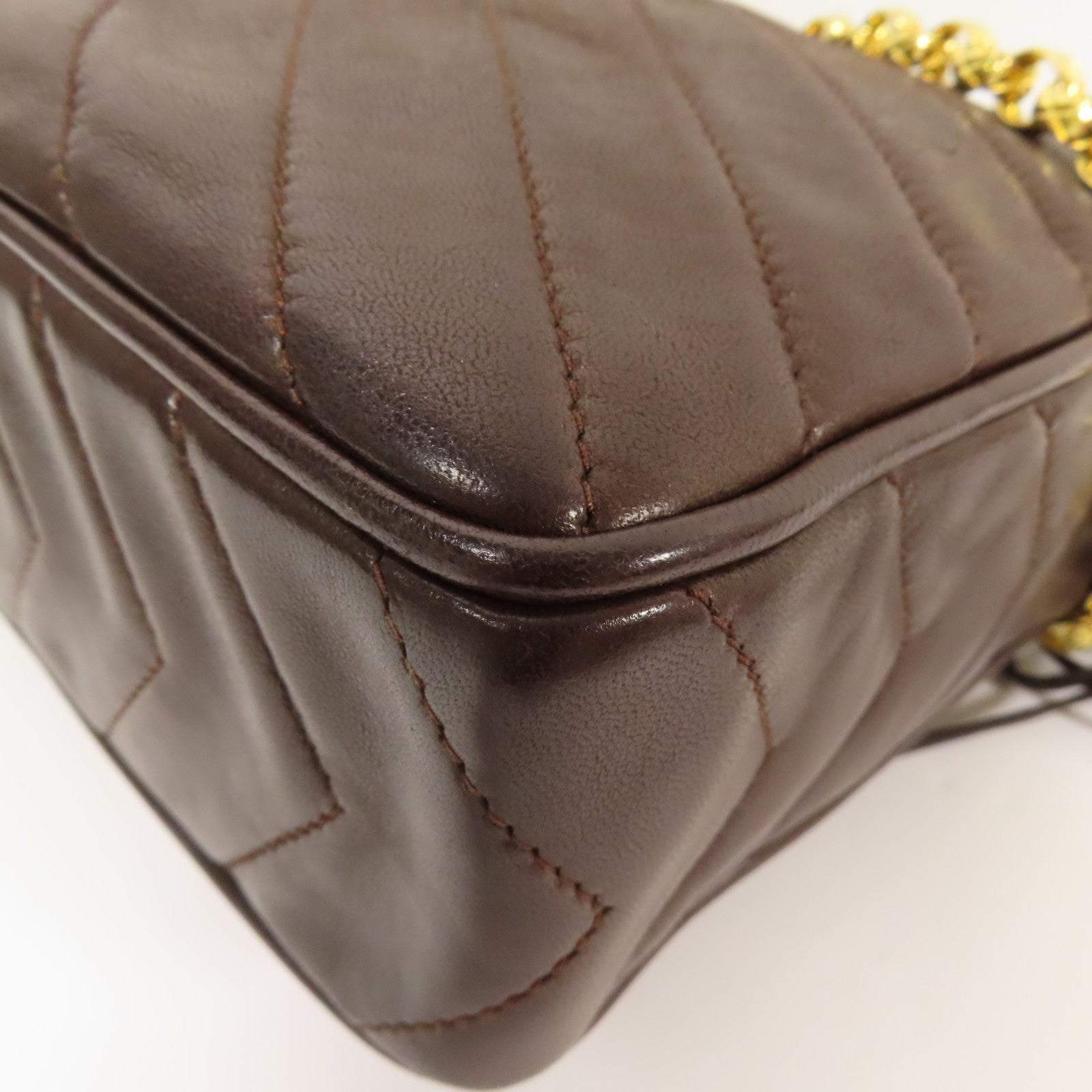 CHANEL 羊皮皮革Vintage Chain Shoulder金扣肩背袋