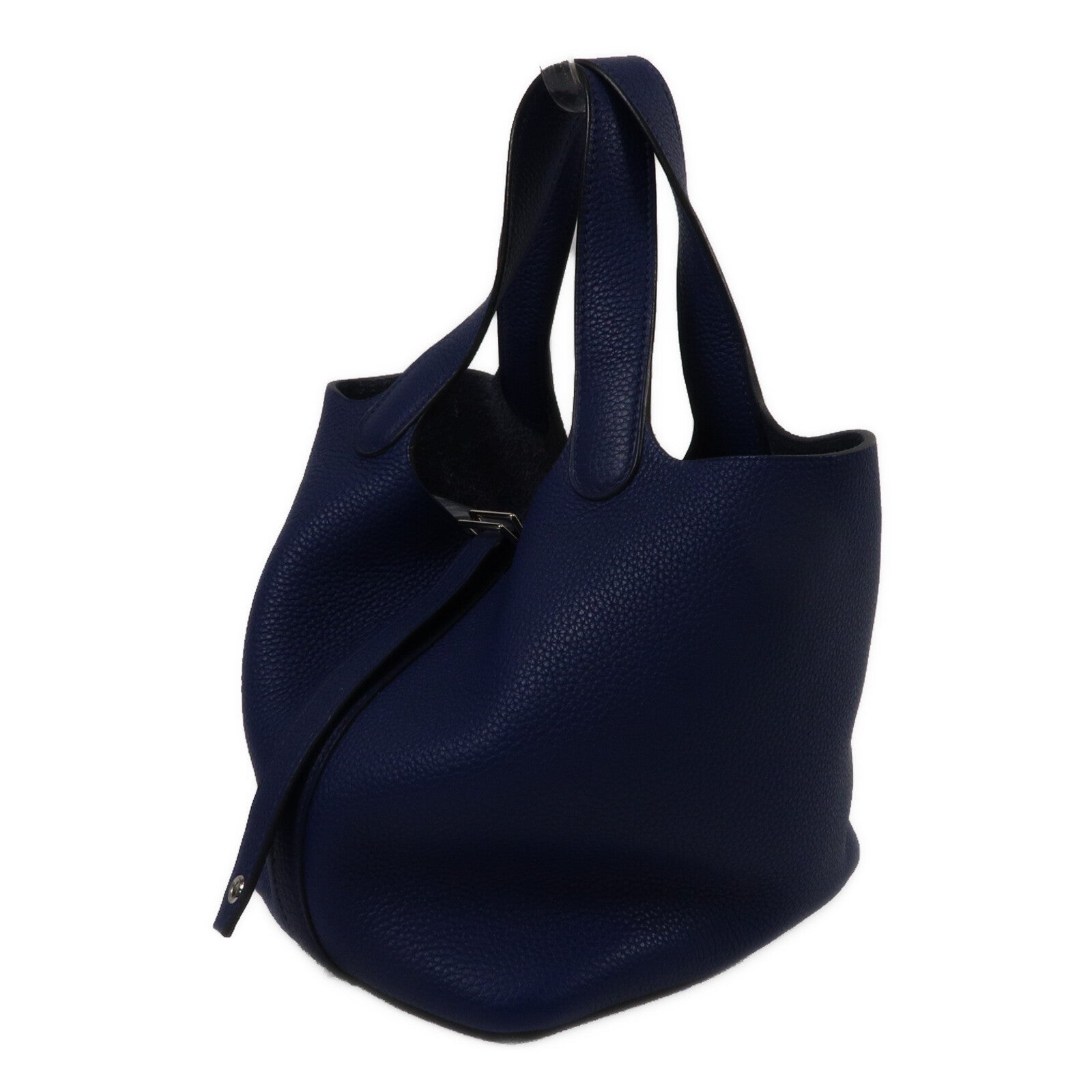 HERMES Clemence皮革Picotin PM手挽袋Blue Saphir
