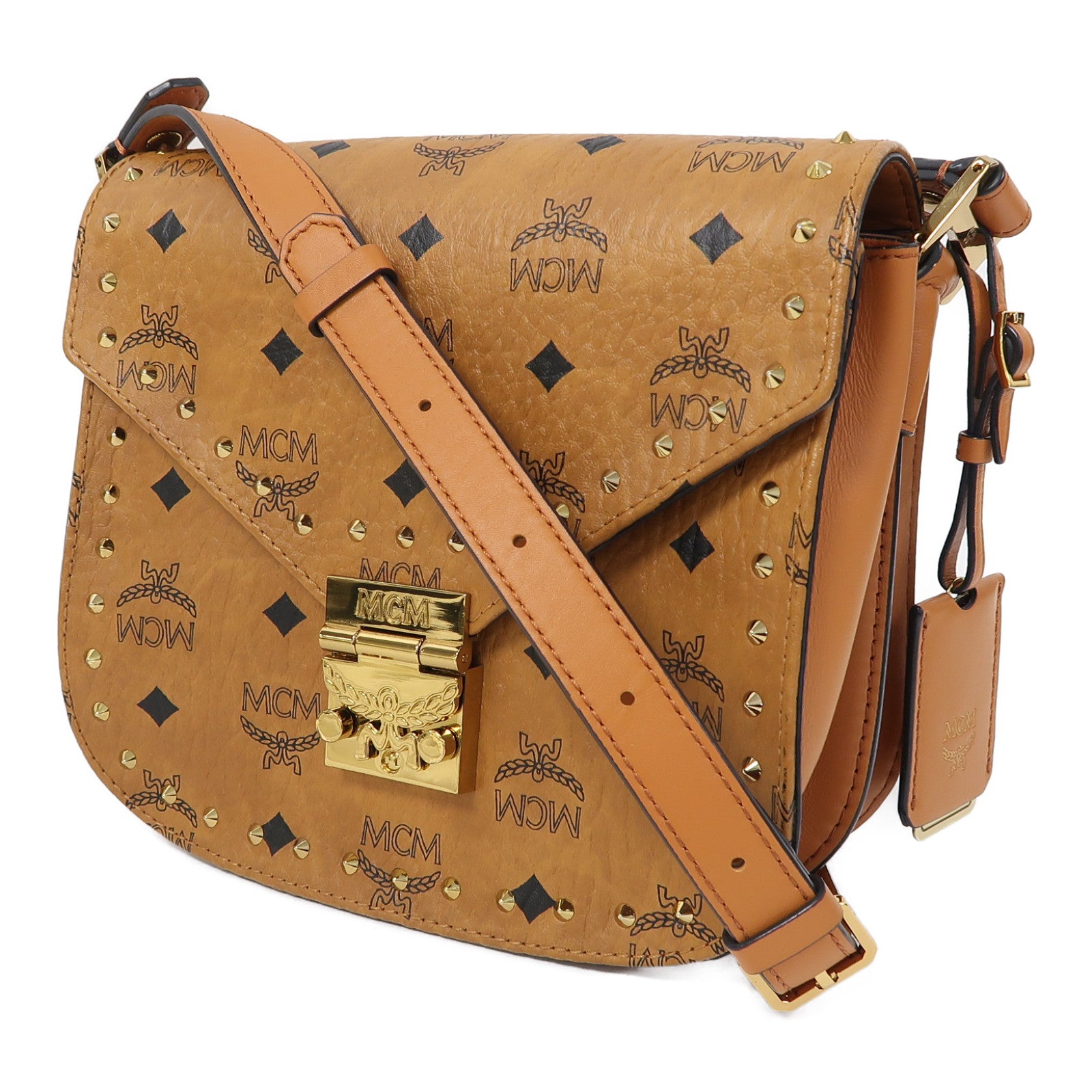 MCM 皮革Shoulder Bag金扣肩背袋啡色