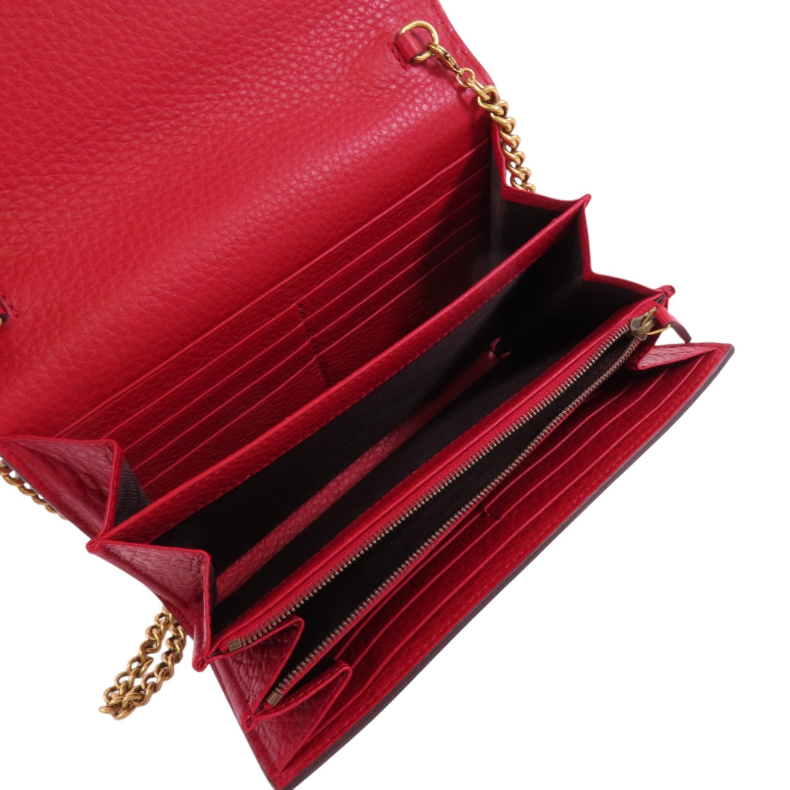 GUCCI 牛皮皮革GG Marmont Chain Wallet金扣鏈帶肩背袋