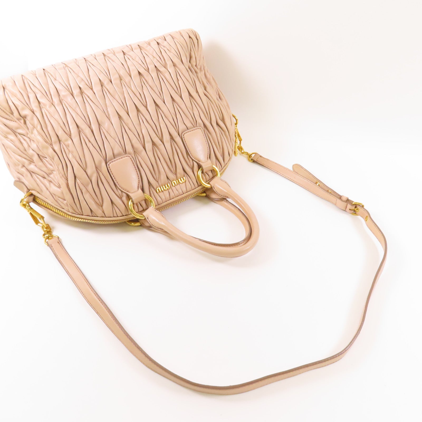 Miu Miu 牛皮皮革2 Way Bag金扣手挽肩背兩用袋