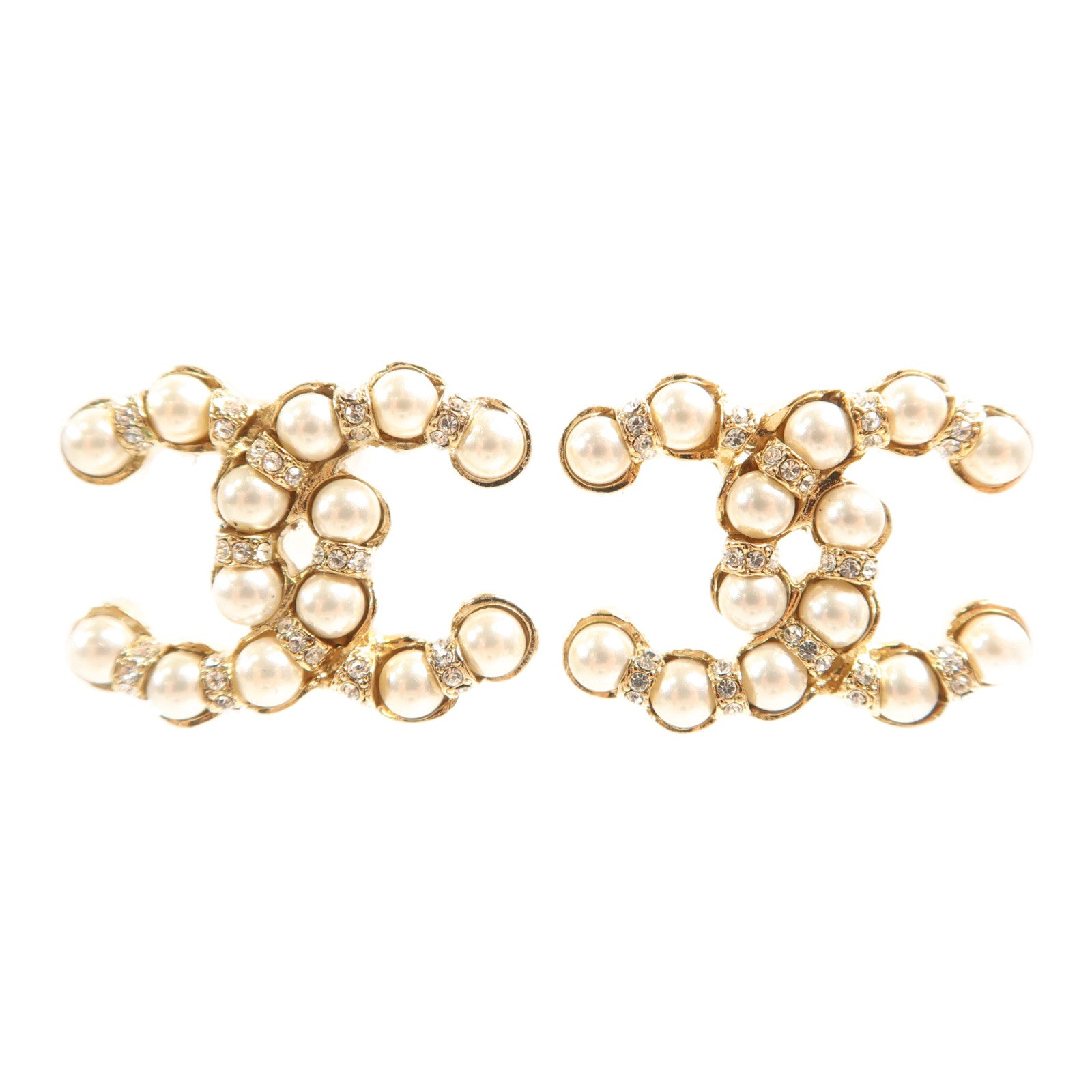CHANEL 金屬Earrings耳環金色/白色